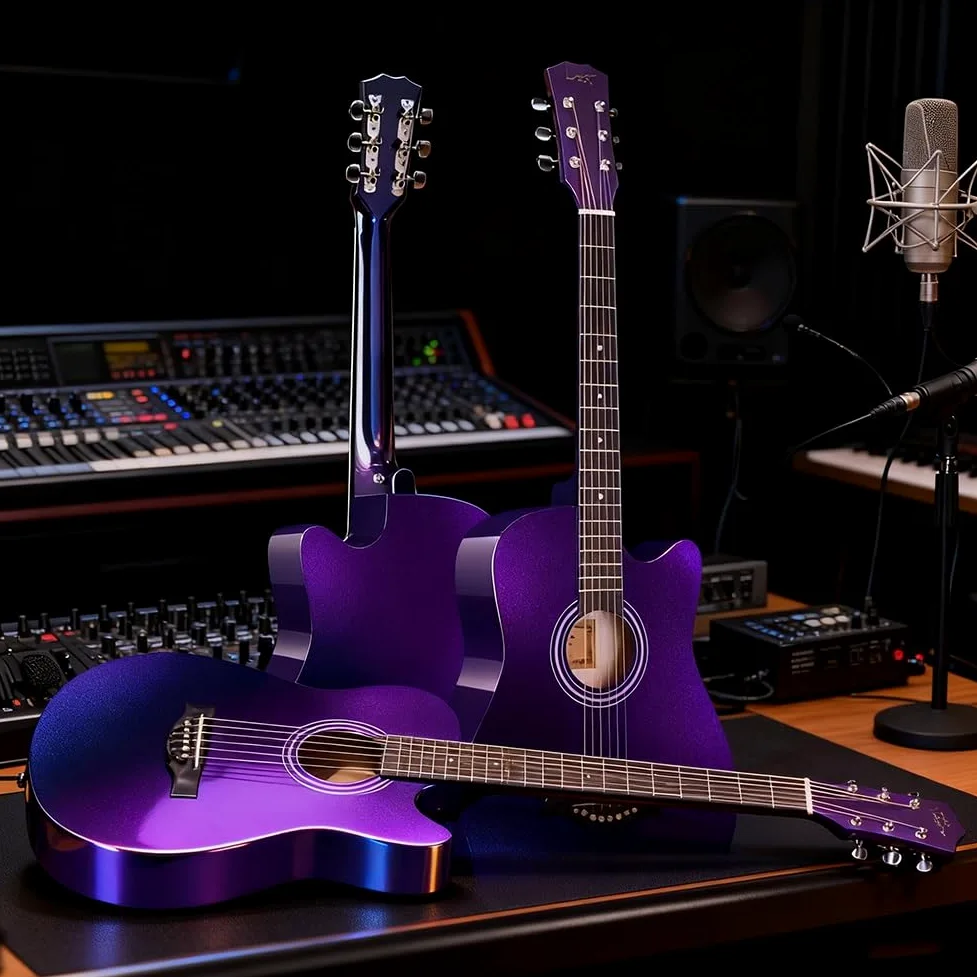Chitarra Acustica Per Principianti Da 41 Pollici, Chitarra Classica Elettrificata Con Corde In Nylon E Spalla Mancante Con Custodia Morbida E Tutti Gli Accessori.(Viola)