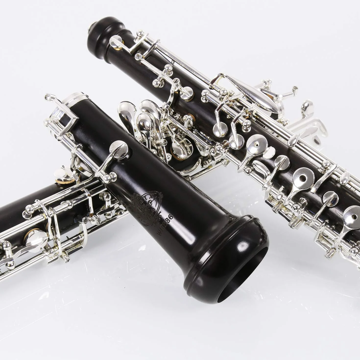 Rochix Oboe WHS36 - Oboe professionale con corpo in legno di ebano placcato argento, tono C semi-automatico, con 2 ance, 1 panno per la pulizia, 1 tampone per oboe, 1 poggia pollice, 1 custodia e