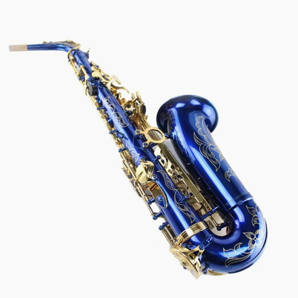 Strumento for sassofono contralto, strumento da gioco professionale, tasti in oro blu con superficie del corpo in ottone. Modello dorato, sassofono contralto professionale in mi bemolle, set for sasso
