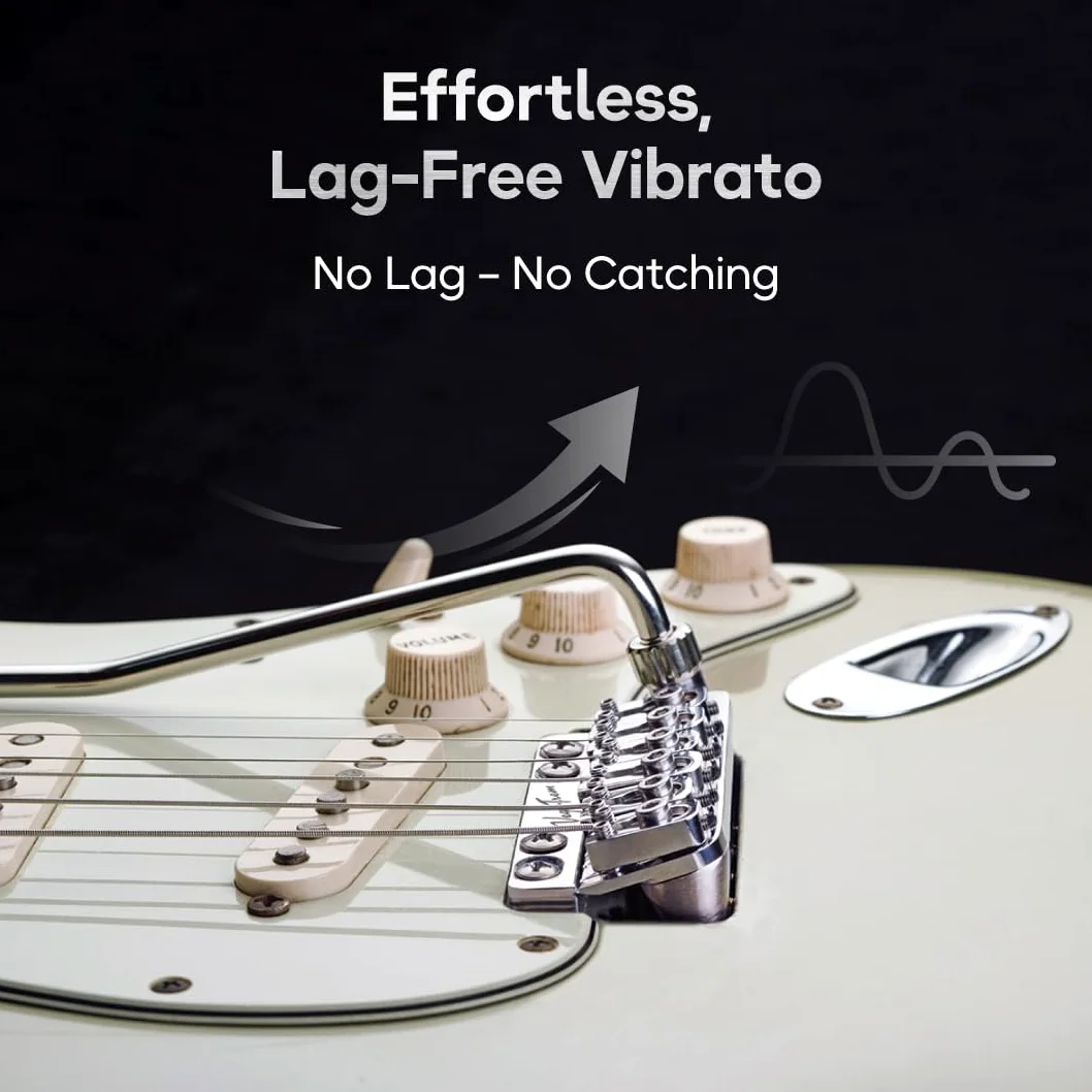 Vega-Trem VT1 - Ponte tremolo per chitarra Stratocaster standard speciale a 6 viti, per Stratocaster, senza mod, facile installazione (lucido, destro)