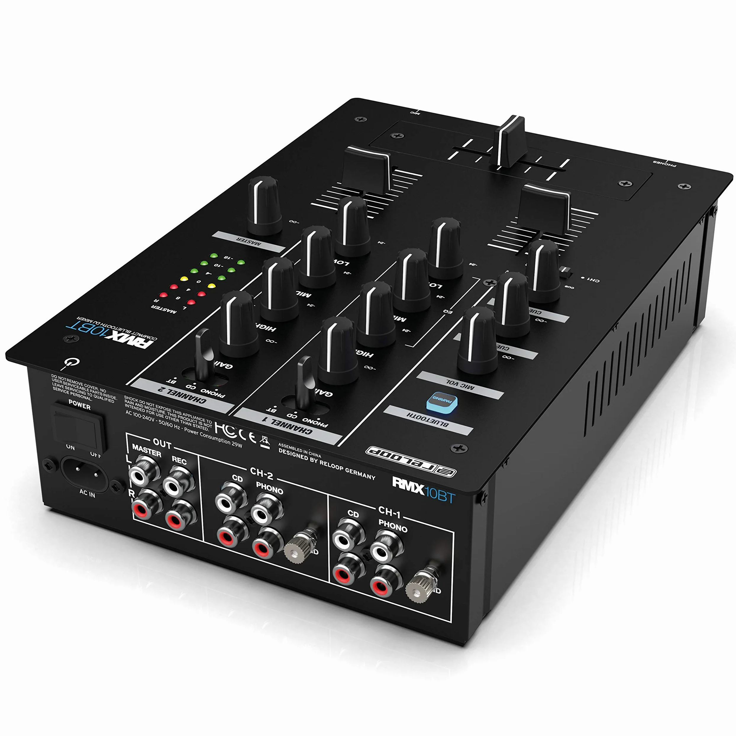 Reloop RMX-10 BT - Mixer DJ Bluetooth A 2 Canali Con Connettività Integrata, Nero