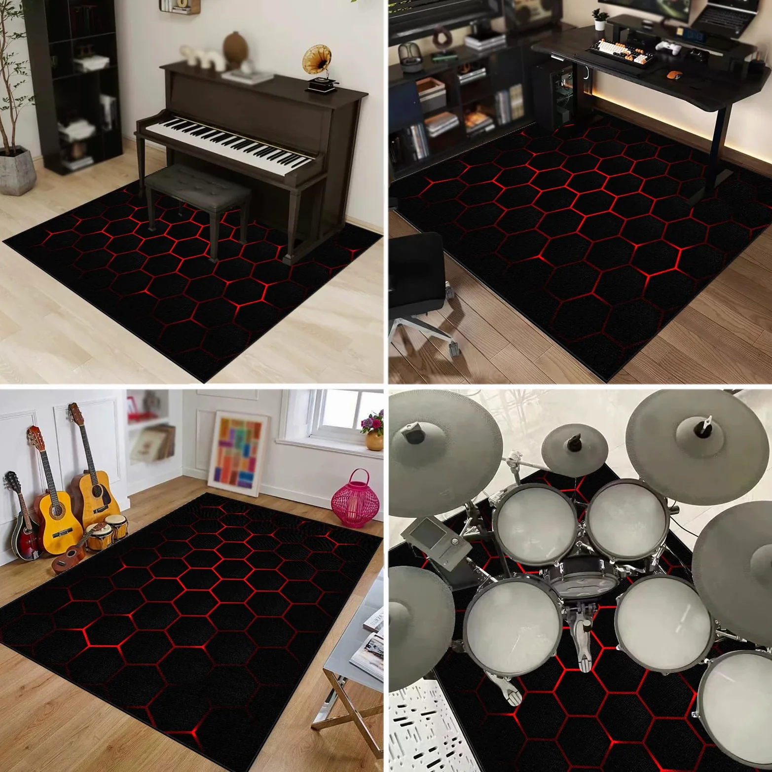 Tappeto Batteria Insonorizzato, Tappeto per Batteria, Drum Carpet per Batteria Elettronica, Assorbimento degli Urti Antiscivolo Pad, Drum Tappeto per Musica Pratica E Performance 200 x 160 cm