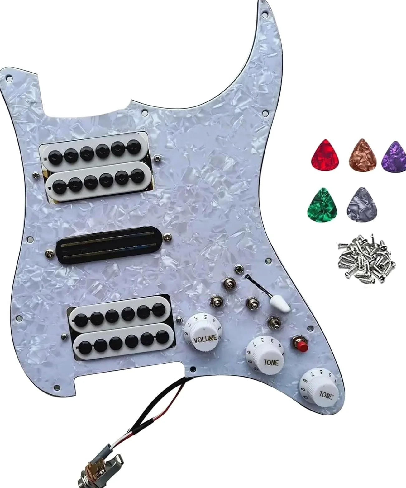 pickup per battipenna pre-cablato Mini Humbucker Pickup HSH Precablati Ad Alto Rendimento Multi 4 Switch Single Cut 20 Toni Parti Di Ricambio Per Chitarra Elettrica(3/4)