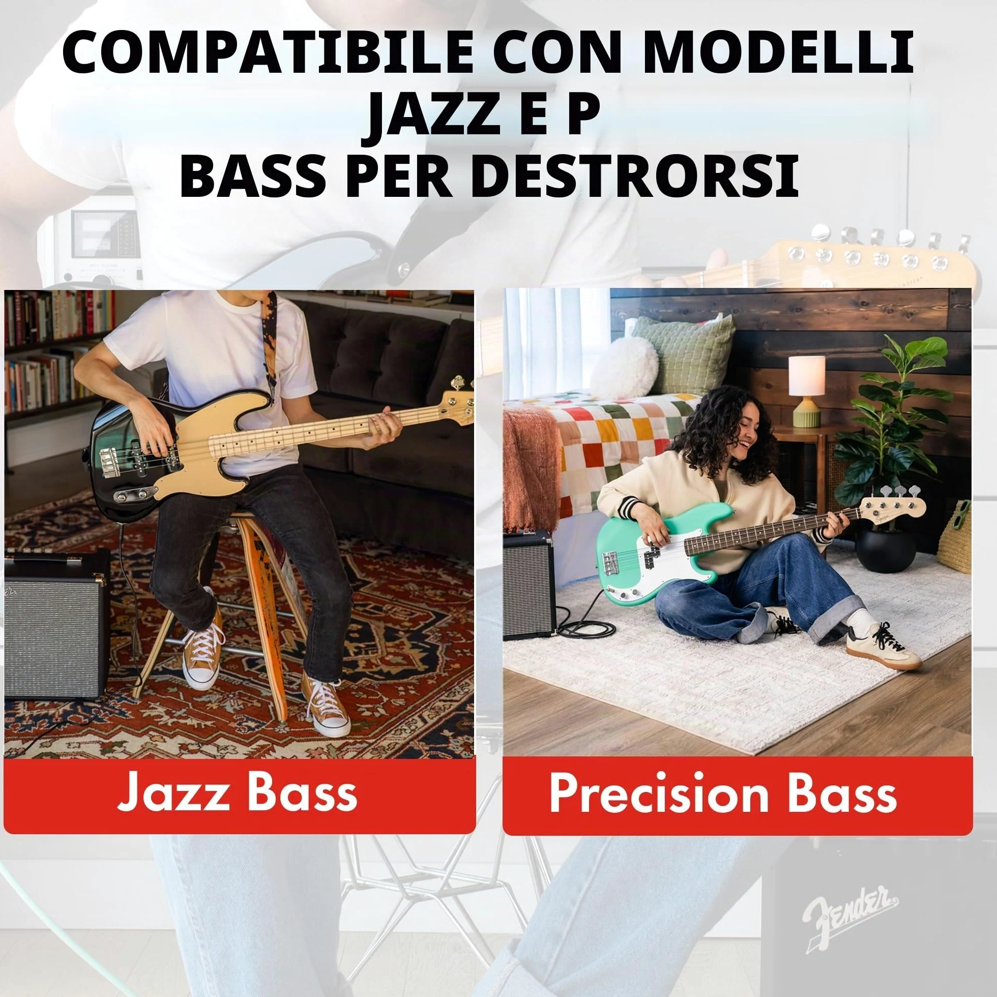 Fender Classic Series - Custodia per Precision Bass e Jazz Bass, Colore Nero