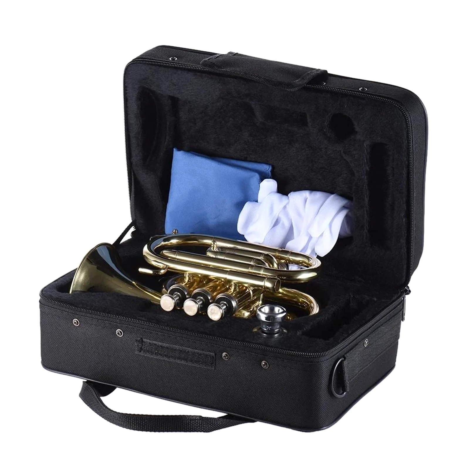 Trombette Mini Tromba Tascabile Sib Flat Strumento A Fiato In Ottone Guanti Custodia Per Il Trasporto Tromba Standard Professionale