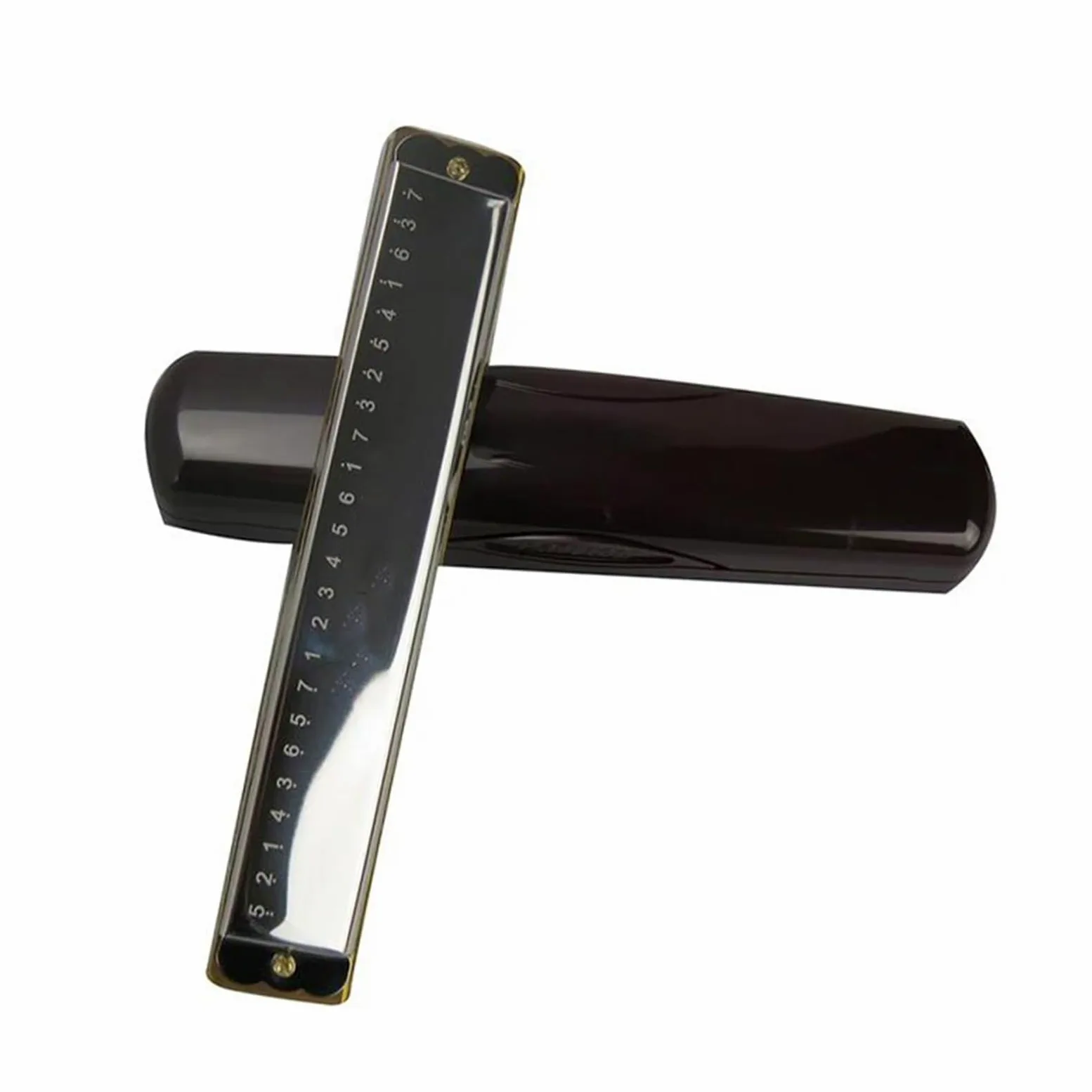 Armoniche a bocca Armonica A Bocca Professionale A 24 Fori Con Tremolo Armonica A Bocca A 24 Fori Chiave In Do Con Custodia(C SHAPE)