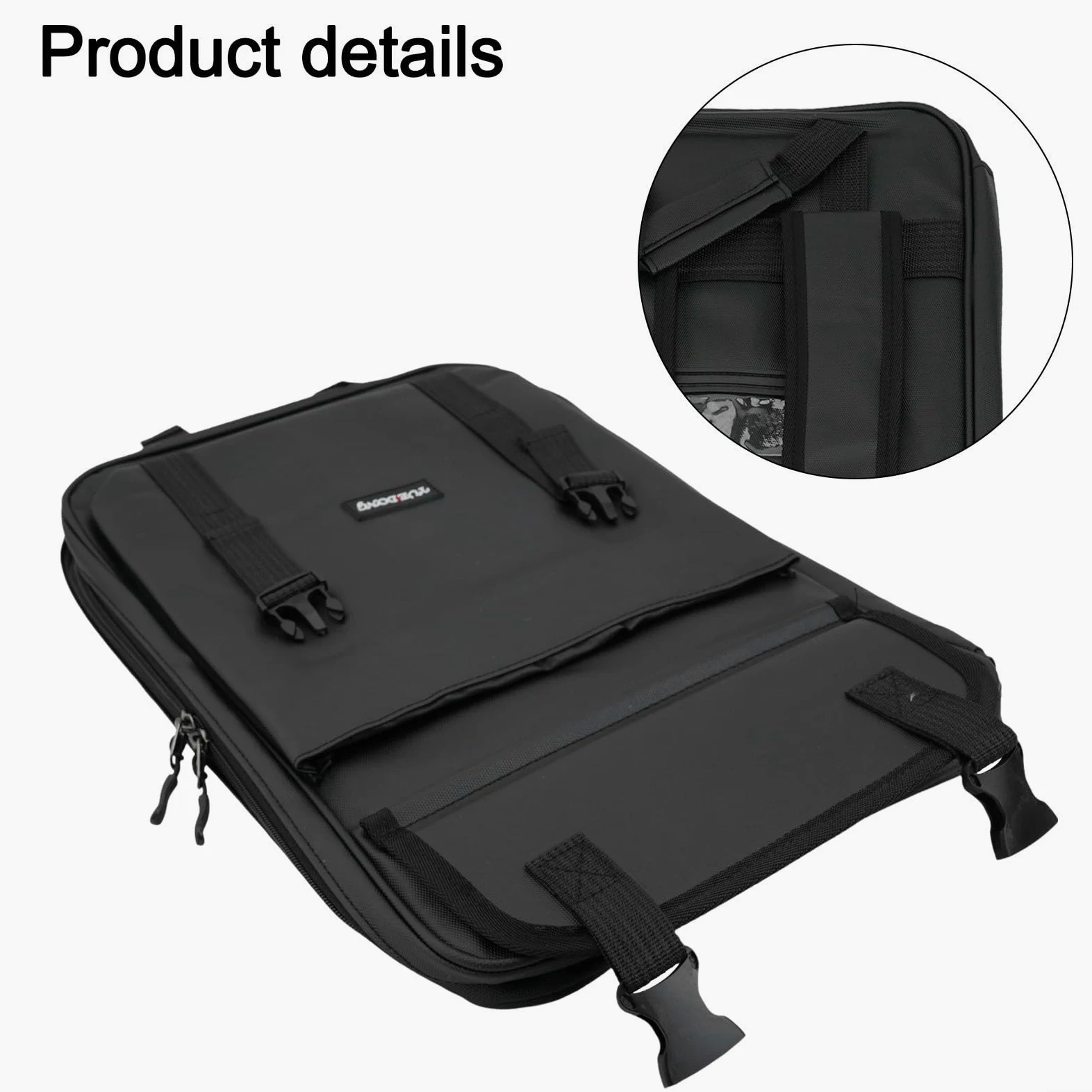 Zaino per bacchette da batteria, custodia imbottita in tessuto Oxford con doppio scomparto per batteria, spartiti e accessori, nero, 45 x 26 x 4 cm