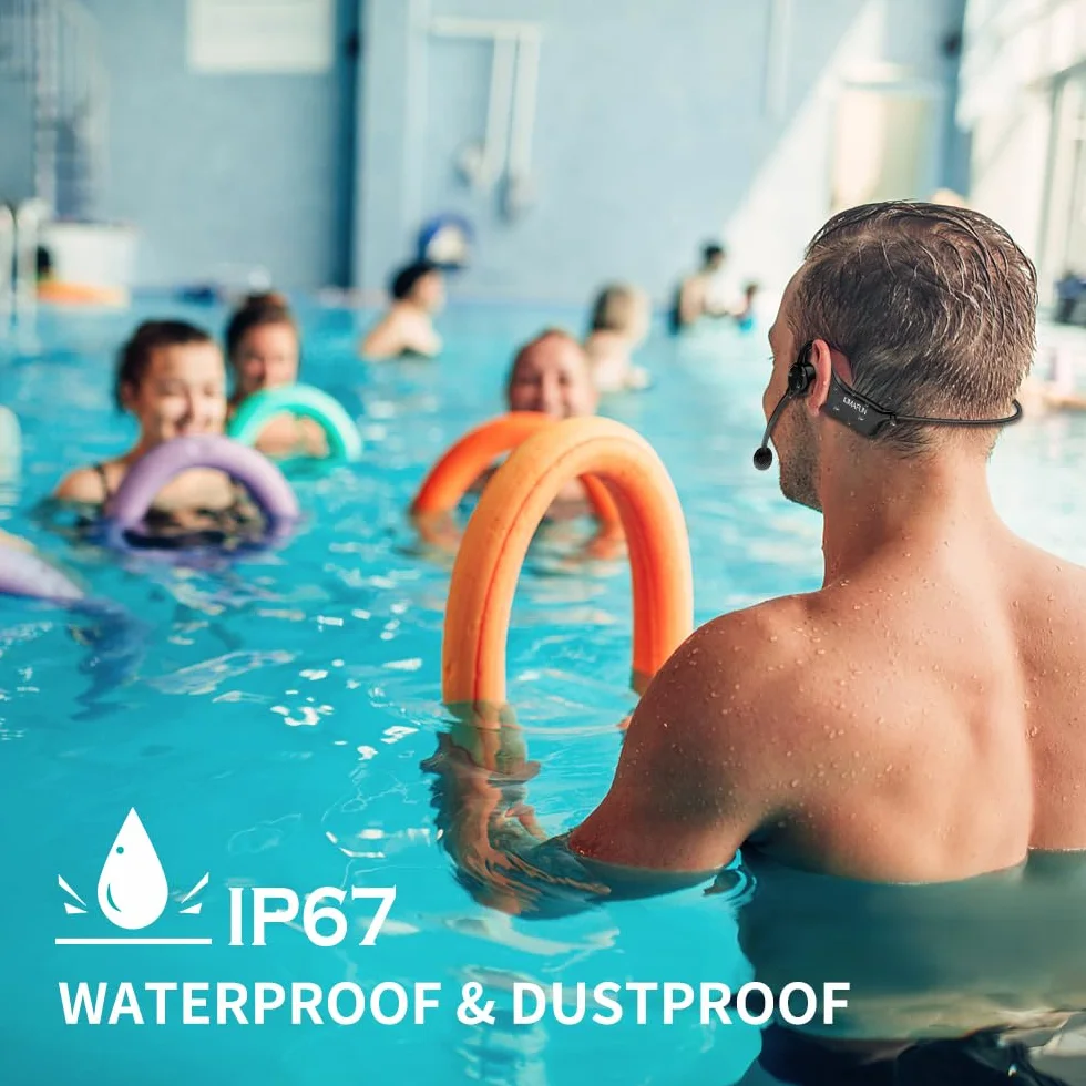 KIMAFUN 2.4G Wireless Microfono Archetto Fitness, Microfono Senza Fili IP67 Impermeabile Resistente al Sudore per Aerobica in Acqua, Allenatore di Nuoto, Fitness, Yoga, Pilates, GWP91(1TX1RX)