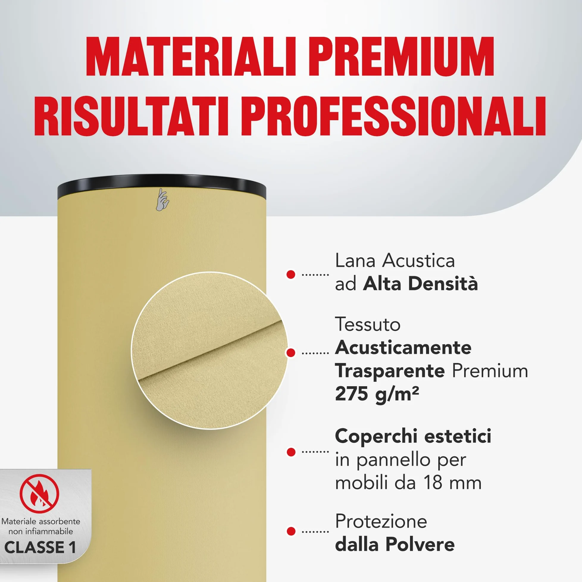 Addictive Sound Bass Trap Cilindrico Premium - Qualità Studio - Lana Acustica Specializzata 80-210 Hz - Prodotto nell'UE - Impilabile Autoportante - Garanzia 36 Mesi - 100cm, Nero