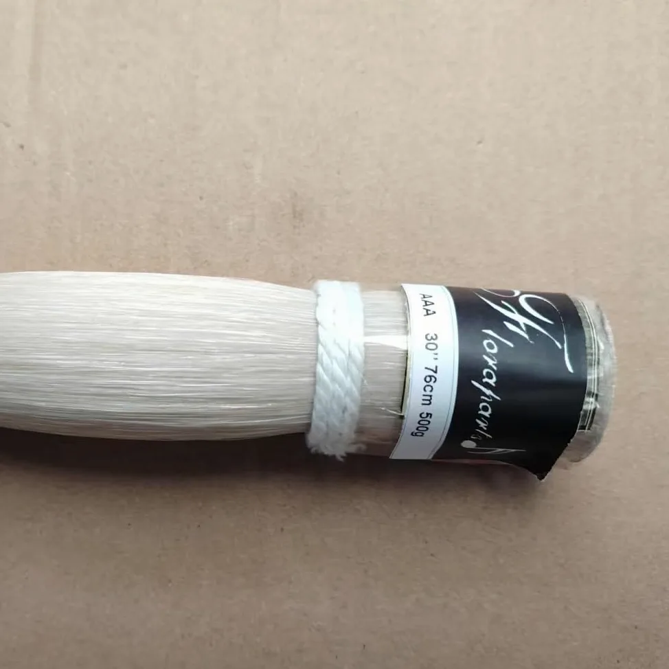 AAA 76cm 500g Mongolia Capelli di Cavallo Arco di Violino Colore Naturale Sbiancato 30 Pollici Lunghezza per 4/4 Violino Viola Cello
