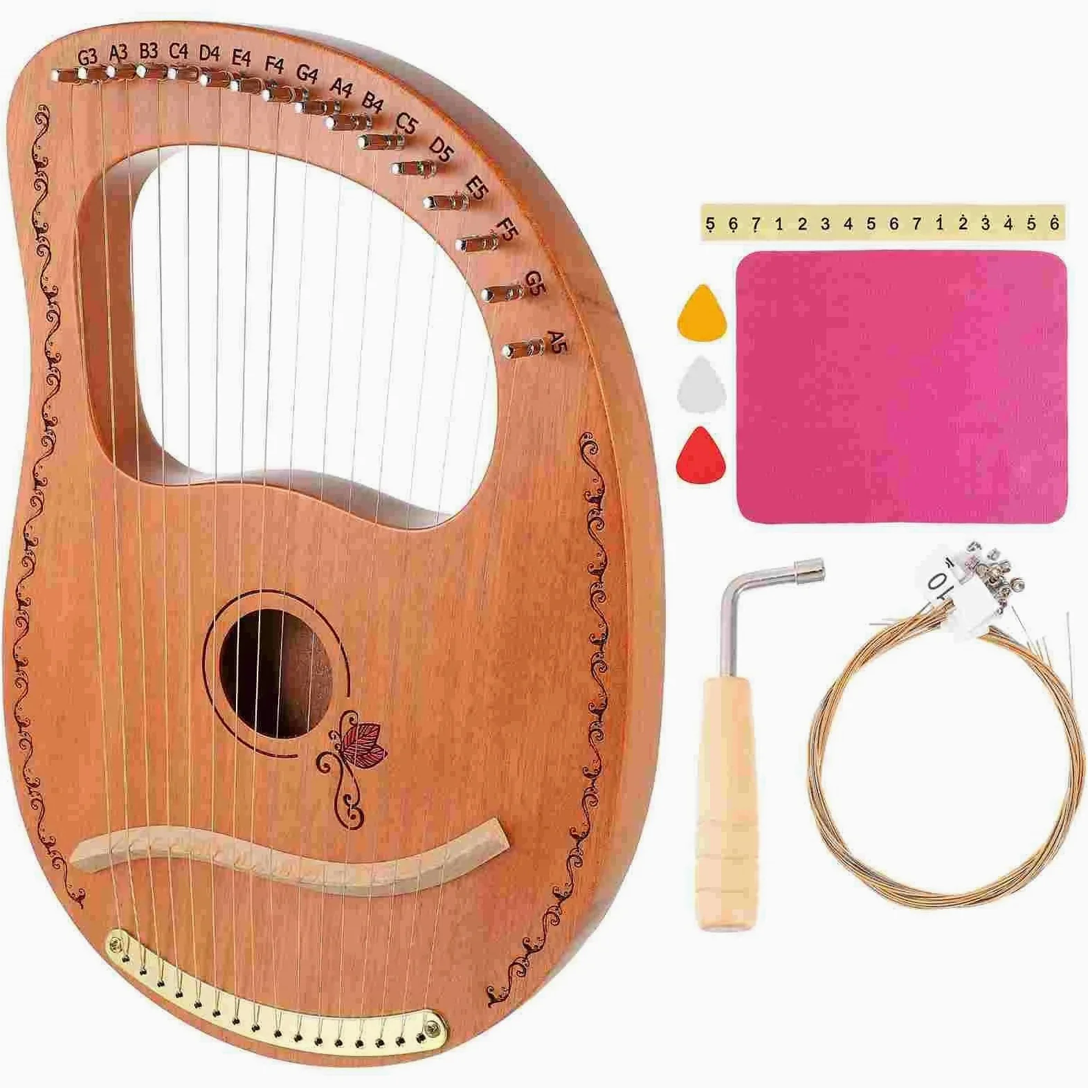 Strumento for Arpa Portatile Lap 16 Corde Lira Strumenti Musicali Accordatura in Legno 16 Corde per Adulti