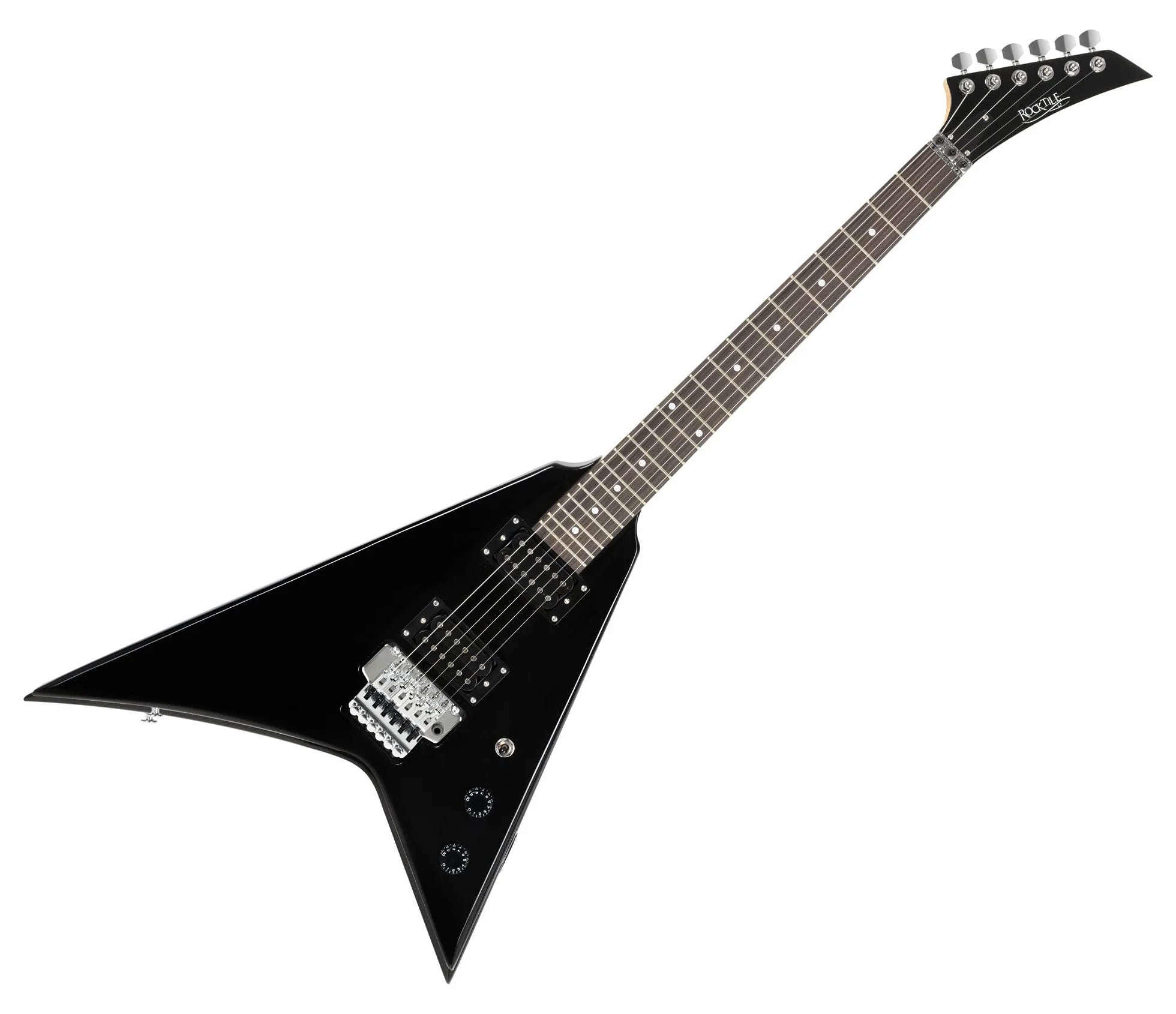 Rocktile MG-3013 Blade Chitarra Elettrica - Serie Heavy a 6 corde con corpo in tiglio, manico in acero, 2 Humbucker, FR-Style Tremolo, 22 tasti, scala 25,5" Mensur, cavo e accessori - Black