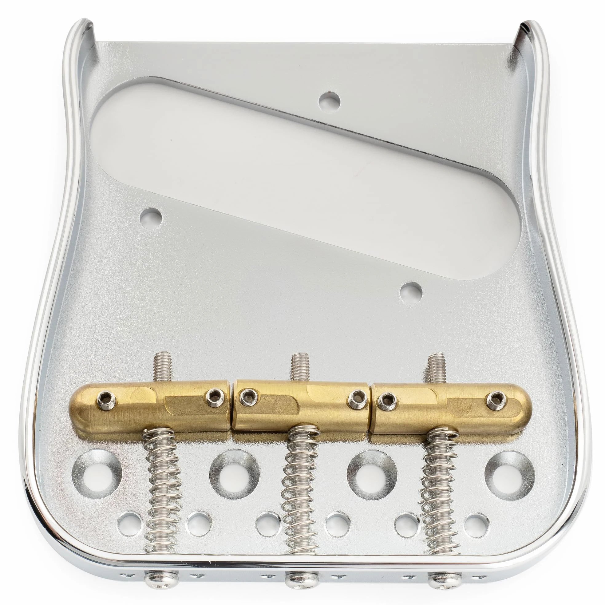 Musiclily Ultra BT013 54mm Curvo Ponte TL Compensato 3 Sellette Cromato | Piastra in Ottone, per Chitarra Elettrica tipo Tele