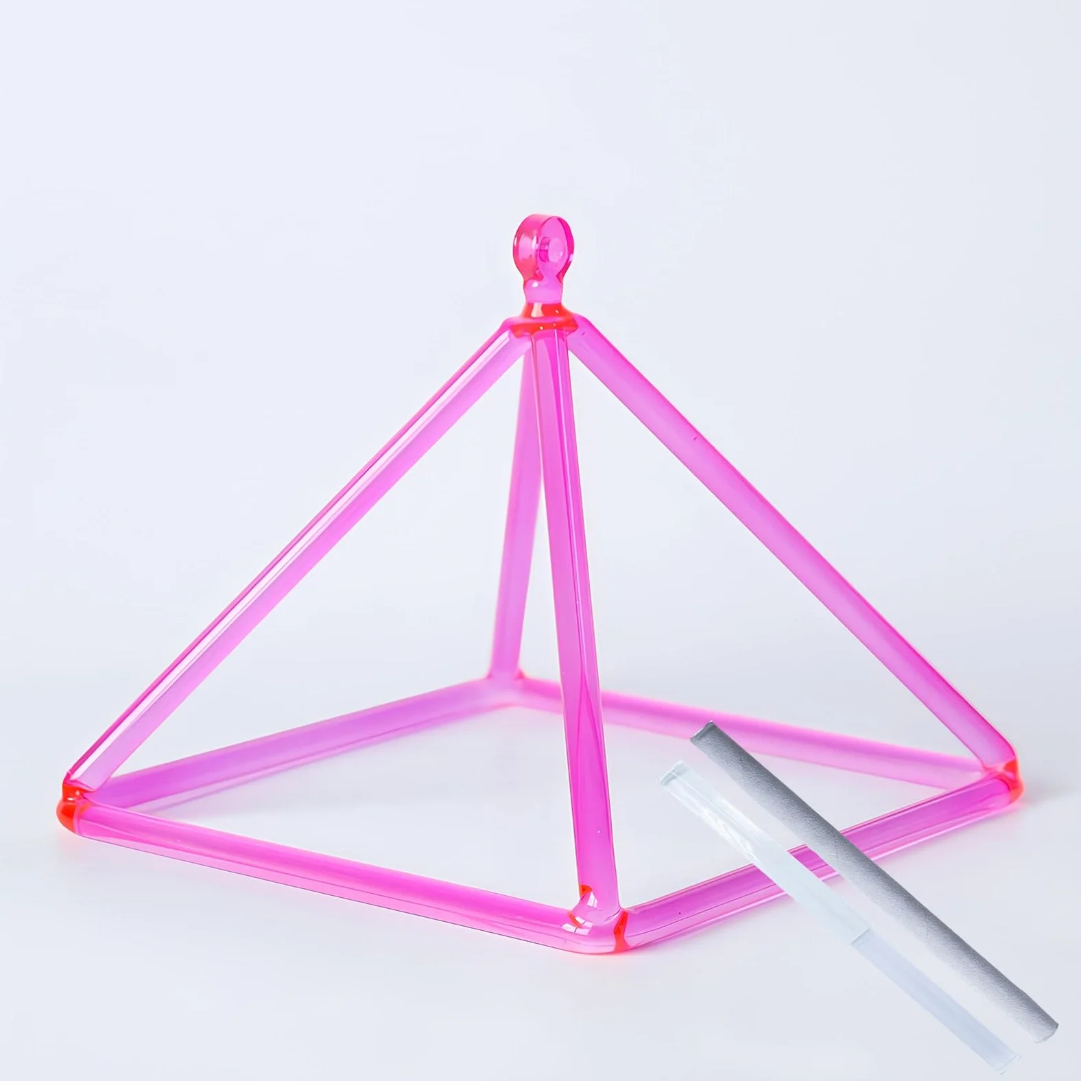 Piramide Sonora di Quarzo Rosa, Strumento Musicale A Percussione Manuale per La Guarigione, Ciotola Yoga con Battente in Cristallo per La Meditazione E La Guarigion,6 inch