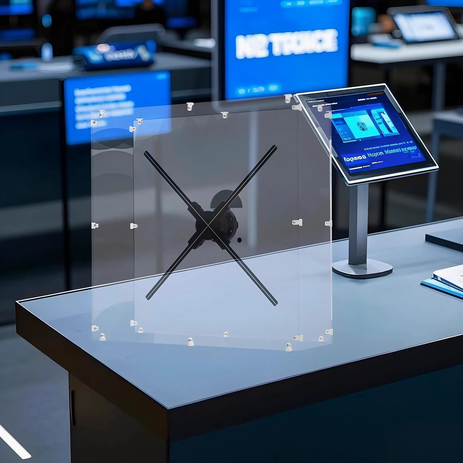 Missyou 3D Hologram Fan 65CM, Proiettore Olografico con 768 LED, WiFi e Controllo APP, Bluetooth, Telecomando, Video Wall, Adatto per Eventi, Negozi, Pubblicità, Mostre, Tecnologia Olografica Avanzata