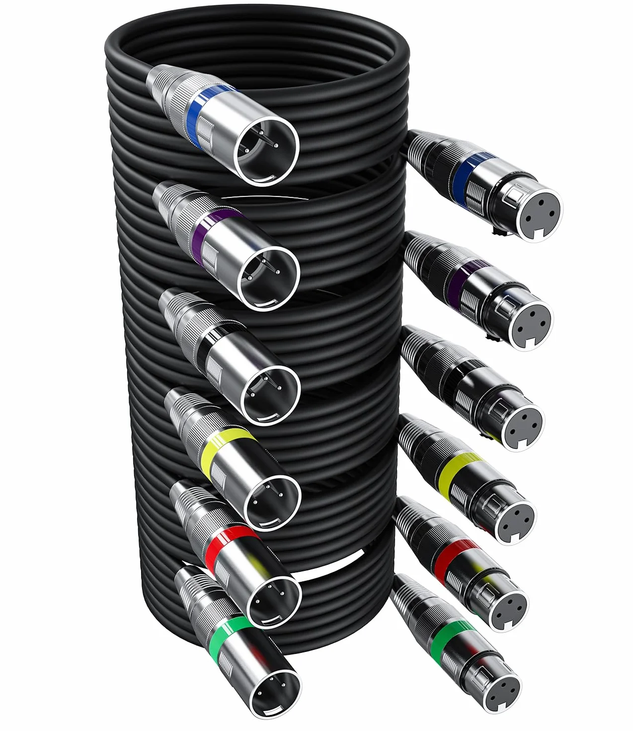 Xespis 6 Pezzi Cavo XLR Bilanciato 5M per Luci DMX, Illuminazione Scenica e Microfoni - Spina a 3 Pin