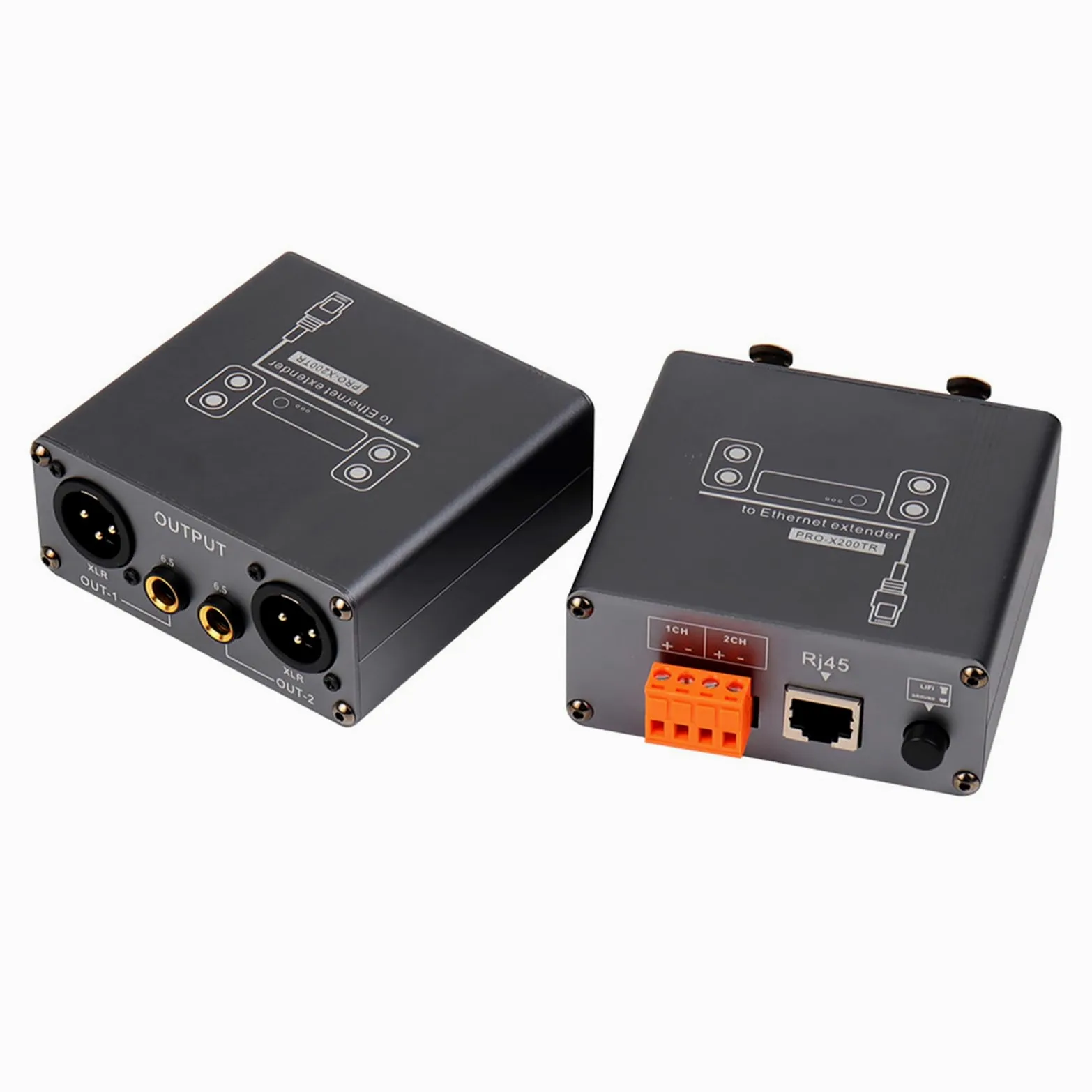 XLR 6,5mm Musica a Ethernet Extender con isolamento acustico per dispositivi professionali RJ45 Cat5 / Cat6 Ethernet Extender Sound Net Elongator