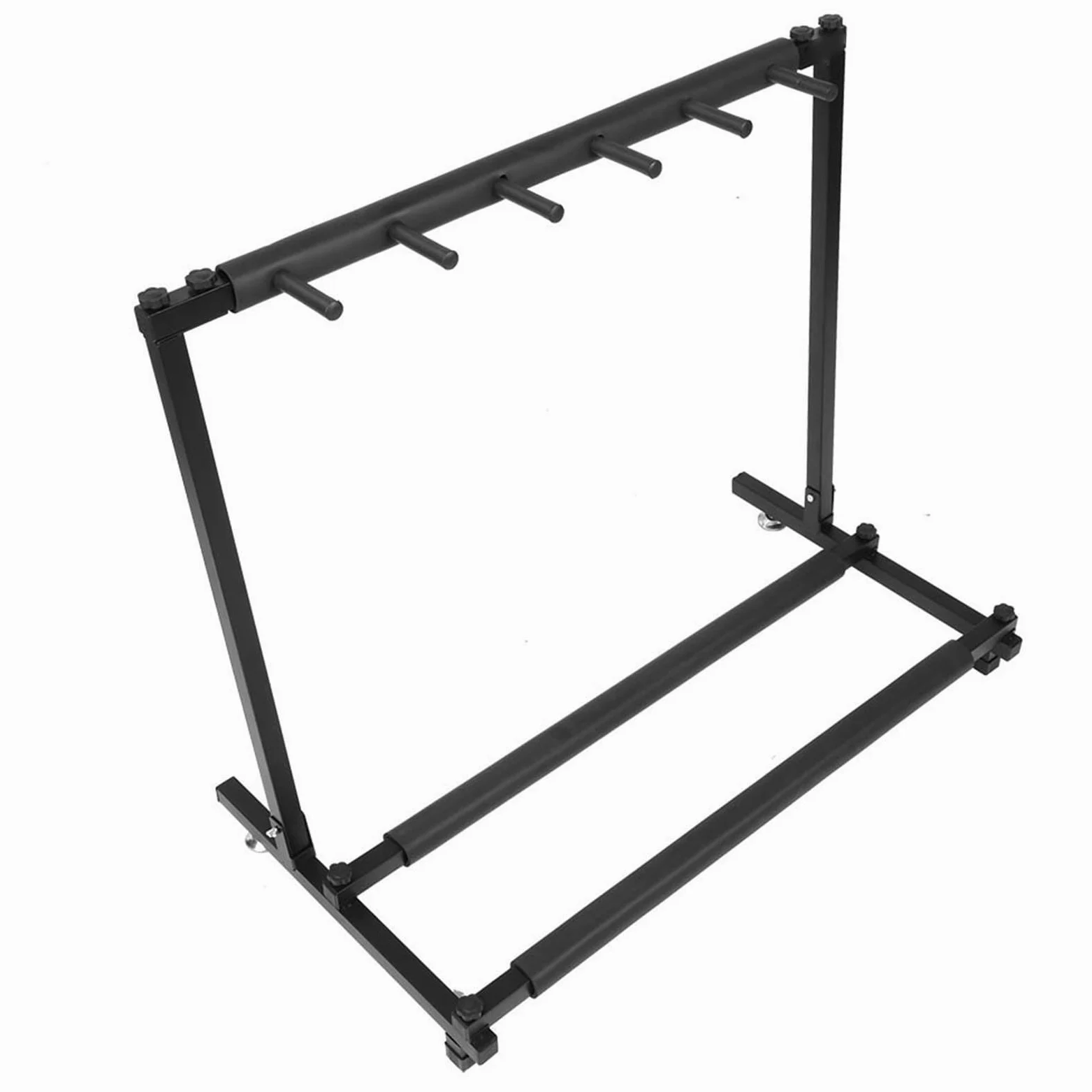 Walmeck Robusto Supporto per Chitarra in Metallo, Organizer Espositore per più Chitarre, Struttura in Ferro Nero, 5 o 7 Spazi, Perfetto i Collezionisti di Negozi di Chitarre (5 teste)