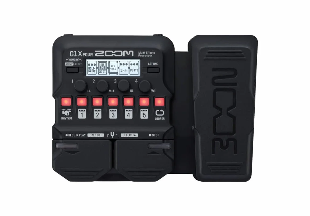 Zoom - G1X FOUR - Processore Multi-Effetti per Chitarra con Pedale di Espressione, con 70+ Effetti Integrati, Modellazione di Amplificatori, Looper, Ritmi, Accordatore, Alimentazione a Batteria