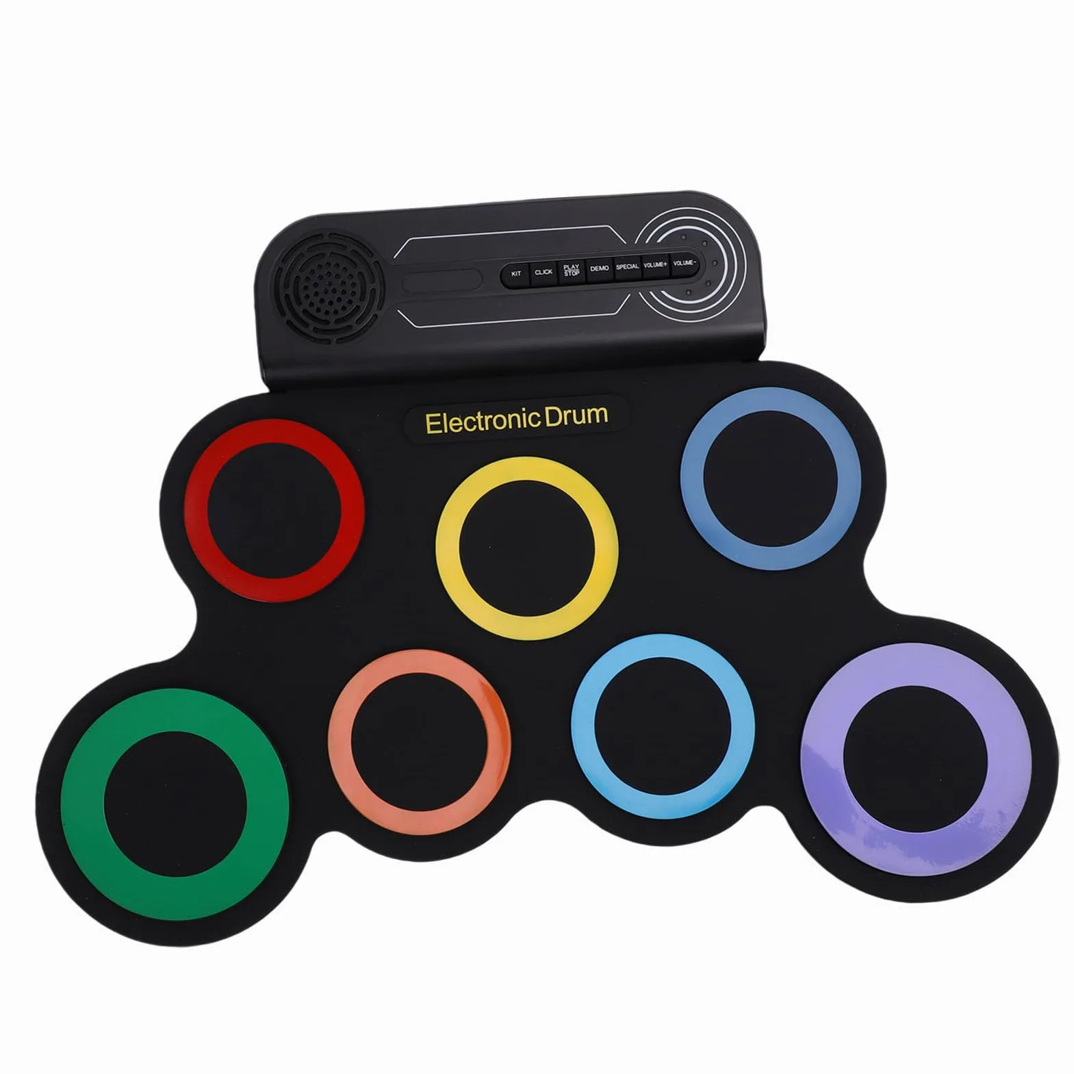 Alomejor Set di Batteria Elettronica Arrotolabile, Pad per Batteria con Altoparlante Stereo Integrato con 7 Pad, 2 Pedali, Ricaricabile per Esercitazione dei Bambini