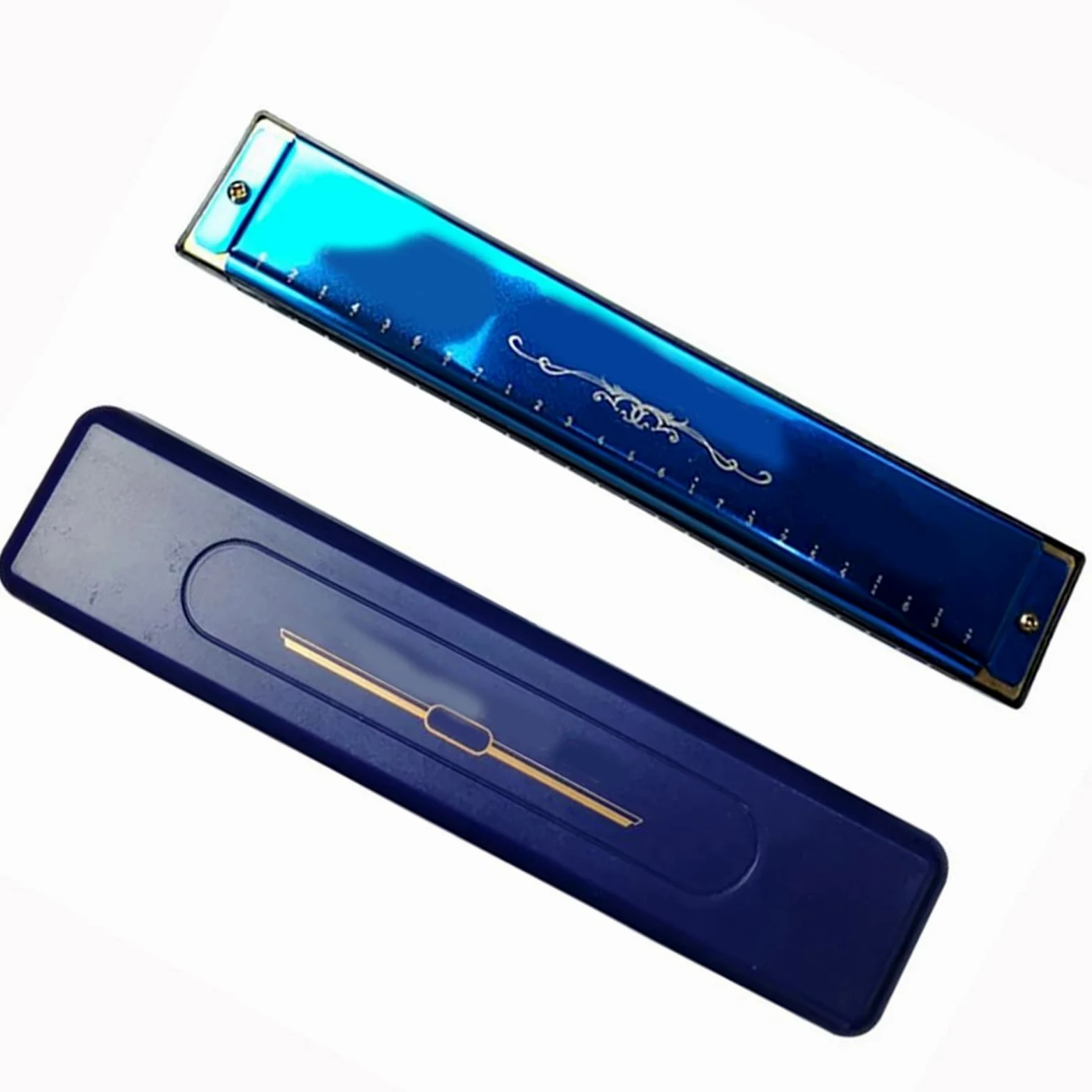 Tremolo Harmonica Key C 24 Fori Gaita Con Custodia Set Di Strumenti Musicali Professionali armonica a bocca professionale (Color : Blue)