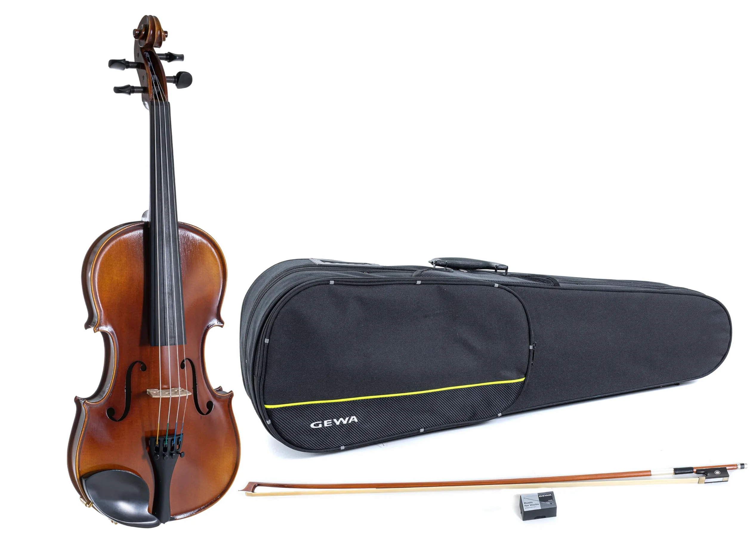 GEWA Set Violino Allegro VL 1 – 3/4 pronto per suonare, acero massello europeo e abete europeo, verniciato a mano, arco Massaranduba, corde Larsen Aurora, custodia per violino