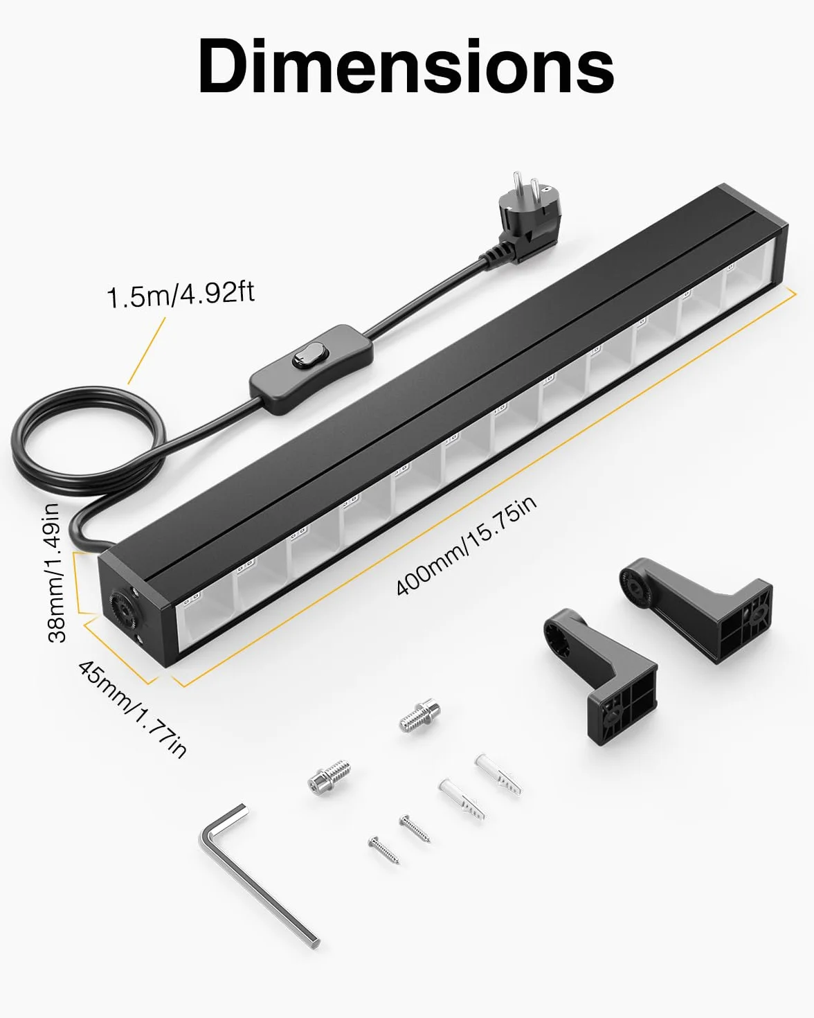 Onforu 27W LED Schwarzlicht, UV Bar Schwarzlichtlampe mit Stecker, IP66 Wasserdicht UV Strahler Außen, Fluoreszenz Schwarzlicht Strahler mit 60 LEDs, UV Licht Röhre mit Schalter für Party, Deko