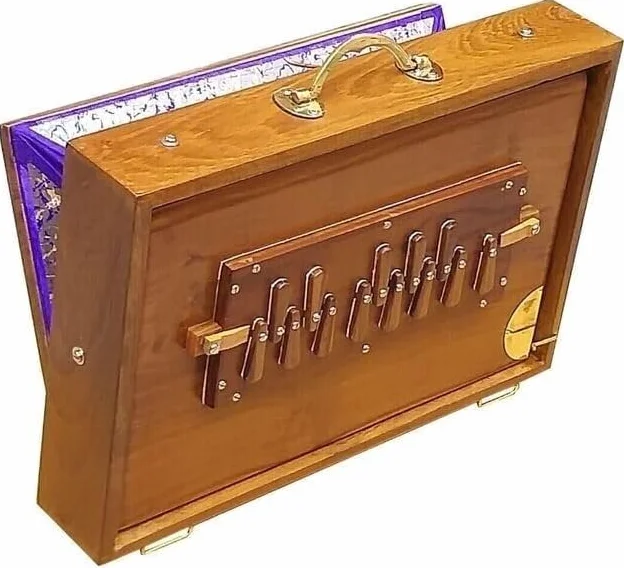 Shruti Box Musical Instrument, Teak Wood Swar Peti, Shruti Box for Yoga, Chant (440 Hz, Size: 15" X 10" X 3")