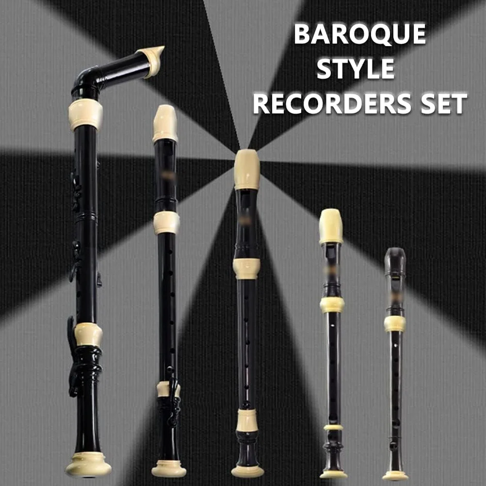 Set di flauto dolce barocco professionale a 8 fori, strumento a fiato in 3 pezzi con diteggiatura barocca, include custodia, bastone per la pulizia e cordino per band e aula