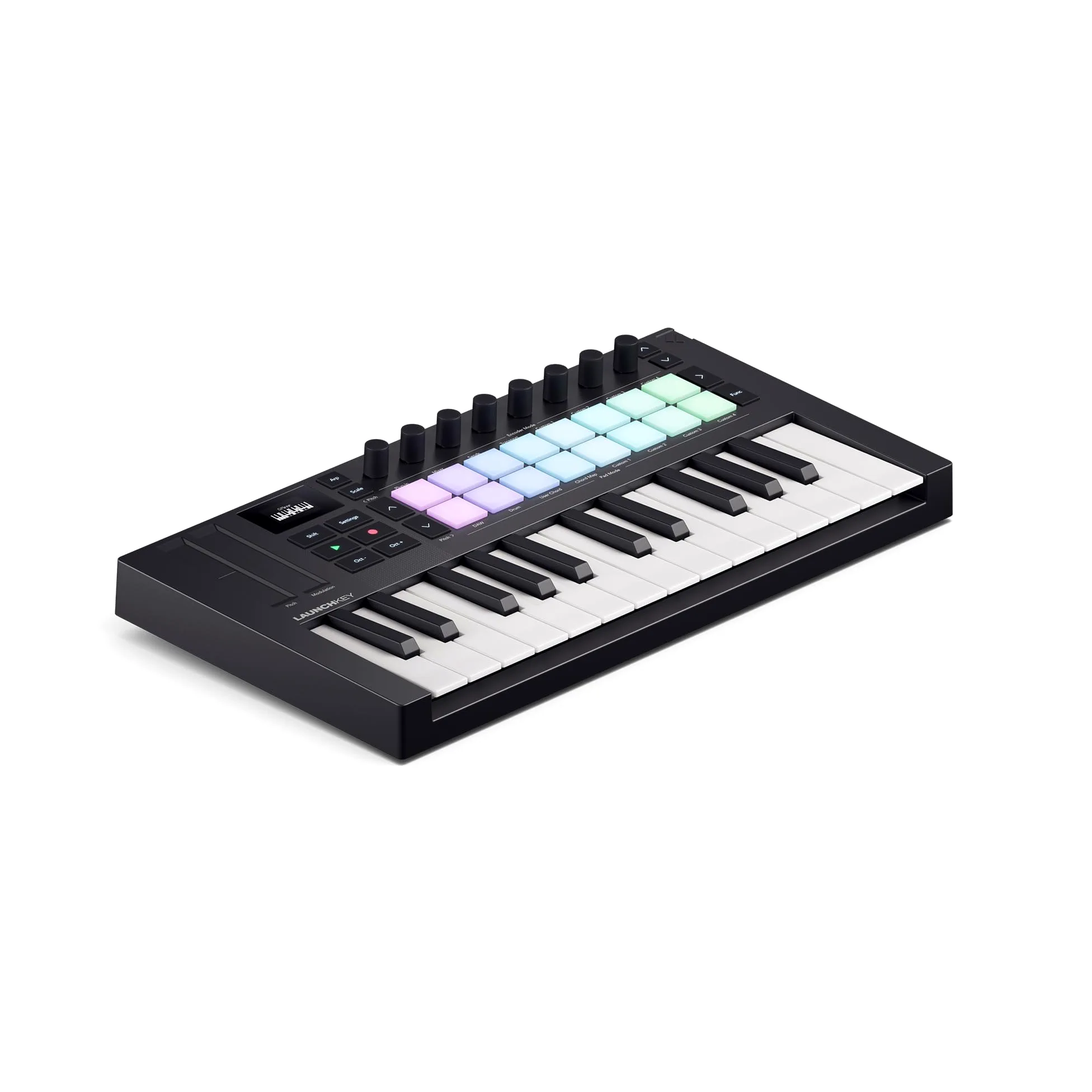 Novation Launchkey Mini 25 [MK4] — Controller MIDI USB portatile a tastiera da 25 tasti mini, con integrazione per DAW. Modalità Accordo e Scala, drum pad, arpeggiatore. Software creativi inclusi