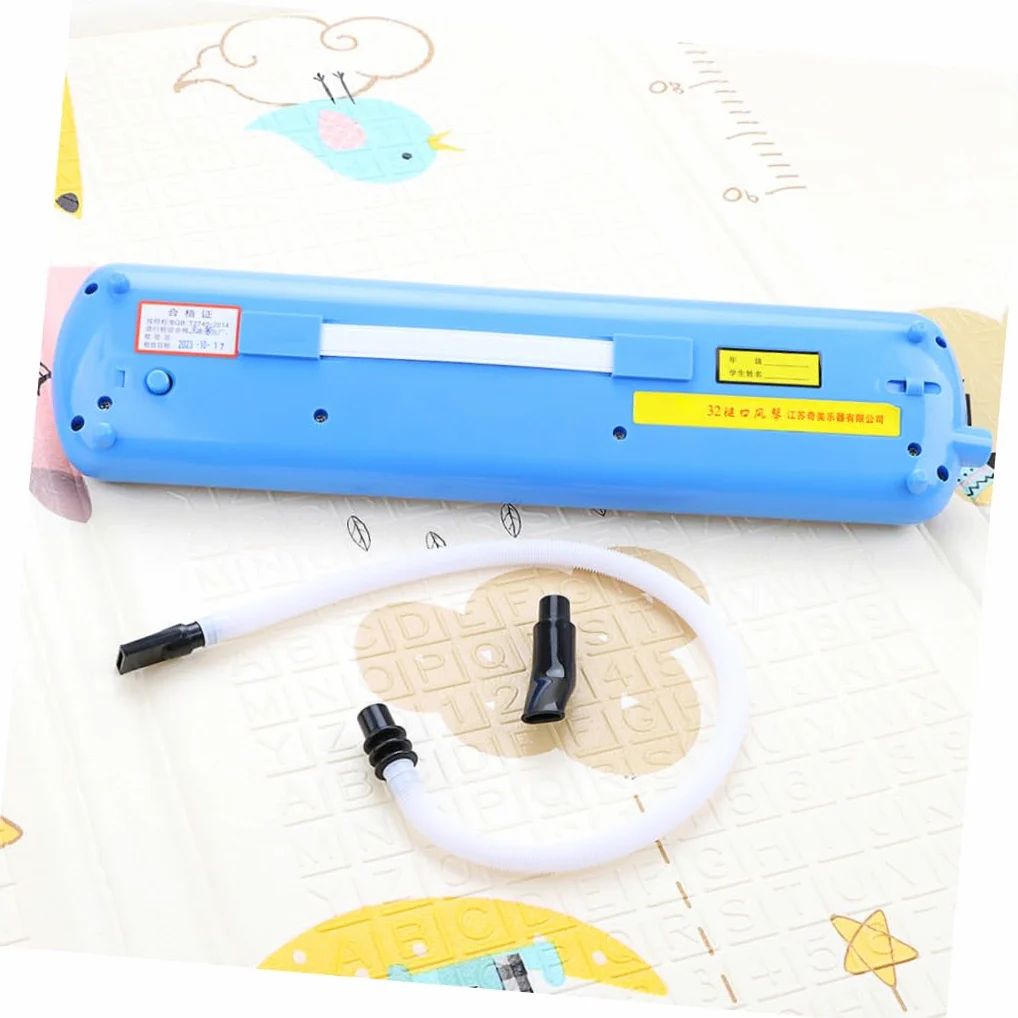 Melodica 32 Tasti per Principianti con Tubo e Bocchino | Strumento a Fiato in Plastica, Design Blu Bianco D119, Adatta a Festa e Performance