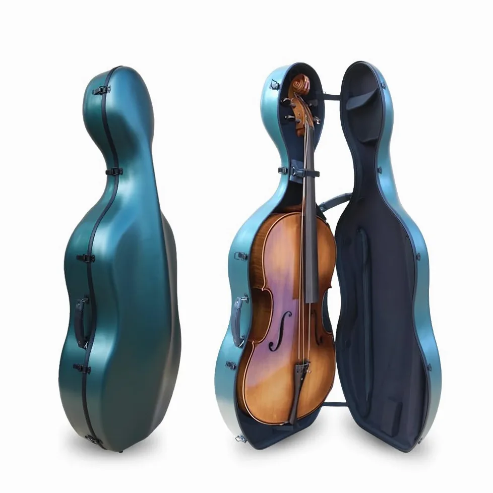 Colorful Advance - Custodia per violoncello 4/4, in fibra di carbonio, con ruote, resistente, verde scuro, Verde scuro