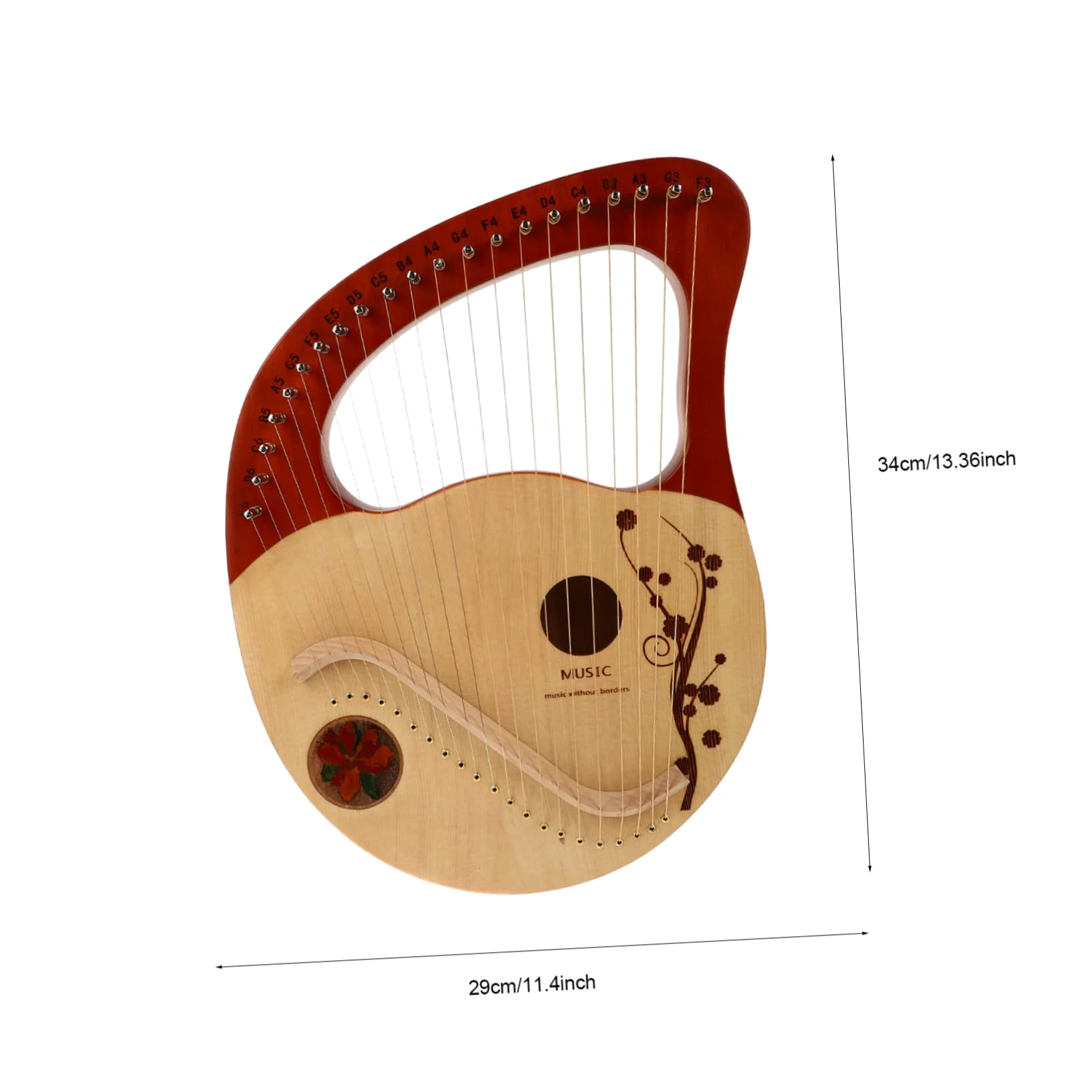 Yardwe Arpa in Legno Corde Strumento Corda Arpa in Legno Massello Corde Con Asta Di Accordatura Di in Strumento Musicale Lira Per Principianti