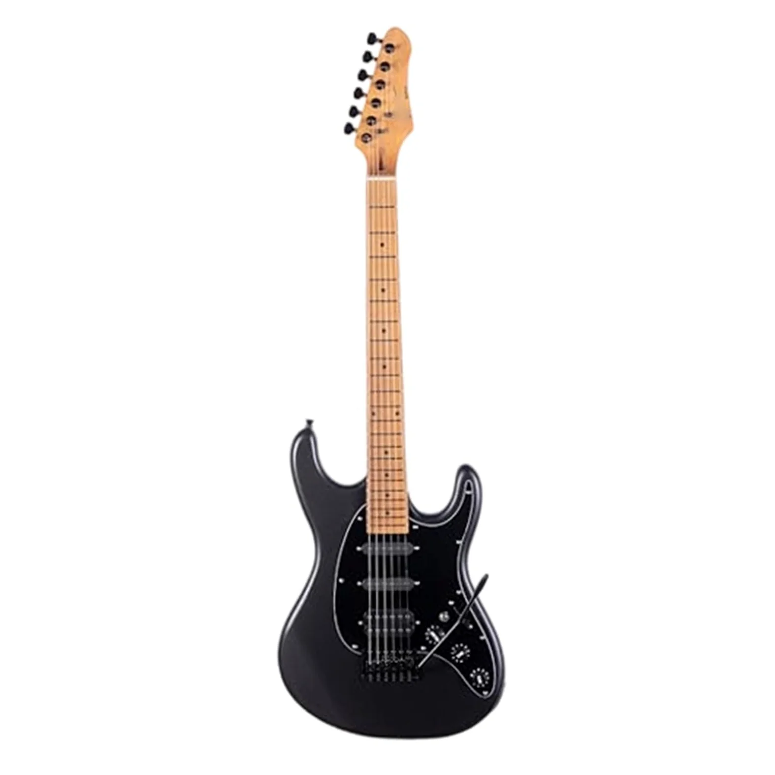 Chitarra Elettrica Strumenti Musicali Chitarra Elettrica A Corpo Solido Con Ponte Regolabile A 7 Corde Moderna Per Principianti Pickup SSH In Legno Di Acero ﻿(Ebony Black)