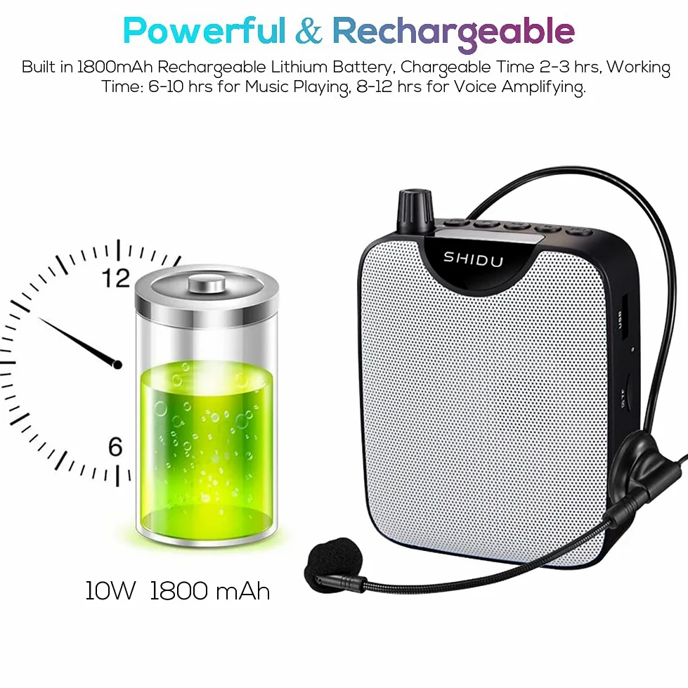 Amplificatore vocale portatile SHIDU cassa con microfono cuffia Batteria ricaricabile Sistema PA personale amplificatore voce portatili mini per insegnanti, guida turistica, yoga, allenatori
