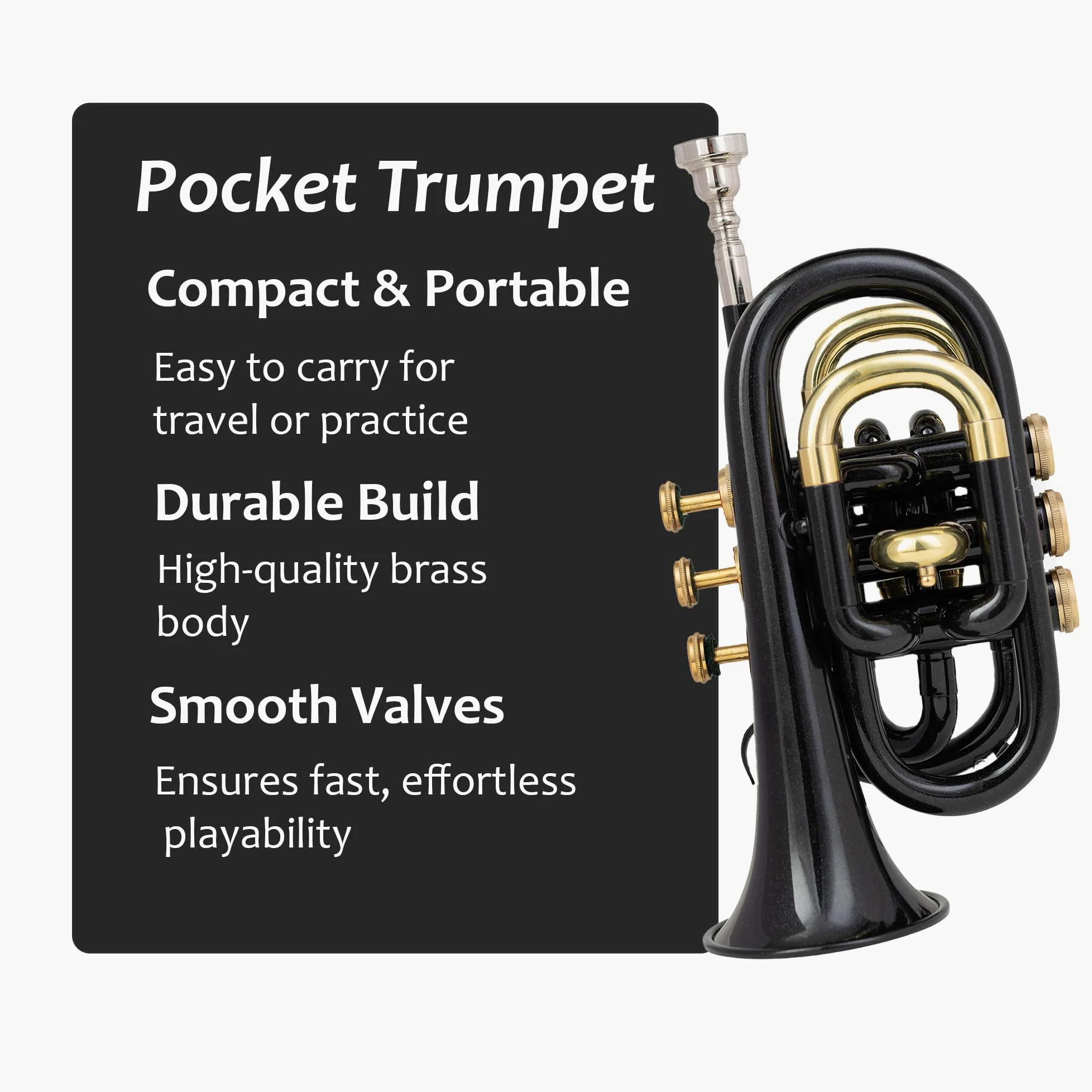 New Pocket tromba nero/reggiseni Colored Finish BB Good Pitch Proffesionals W/case
