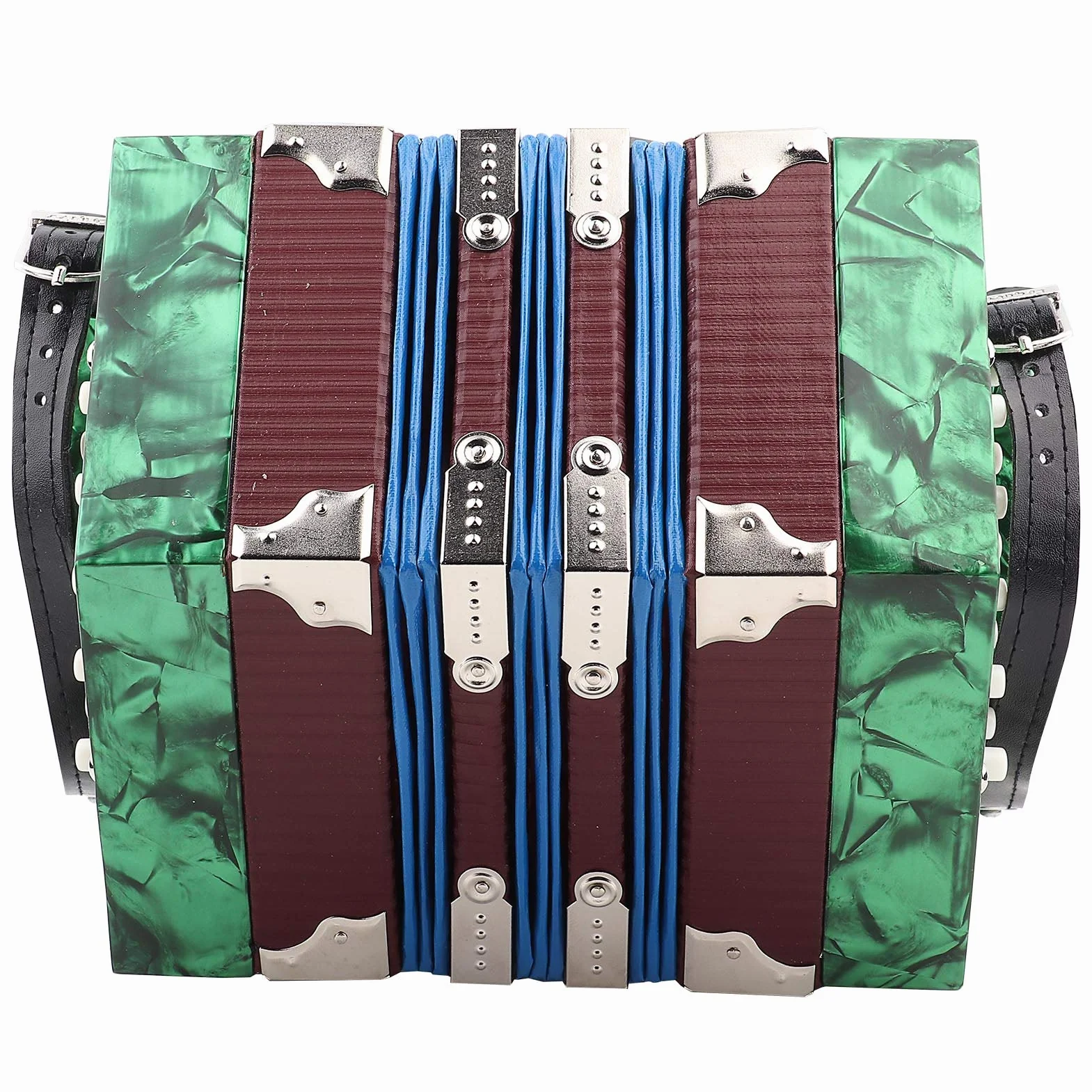 Kit fisarmonica per principianti HaloVerde con fisarmonica a 20 bottoni, strumento musicale ideale per l'apprendimento con una comoda borsa per il trasporto (Verde)