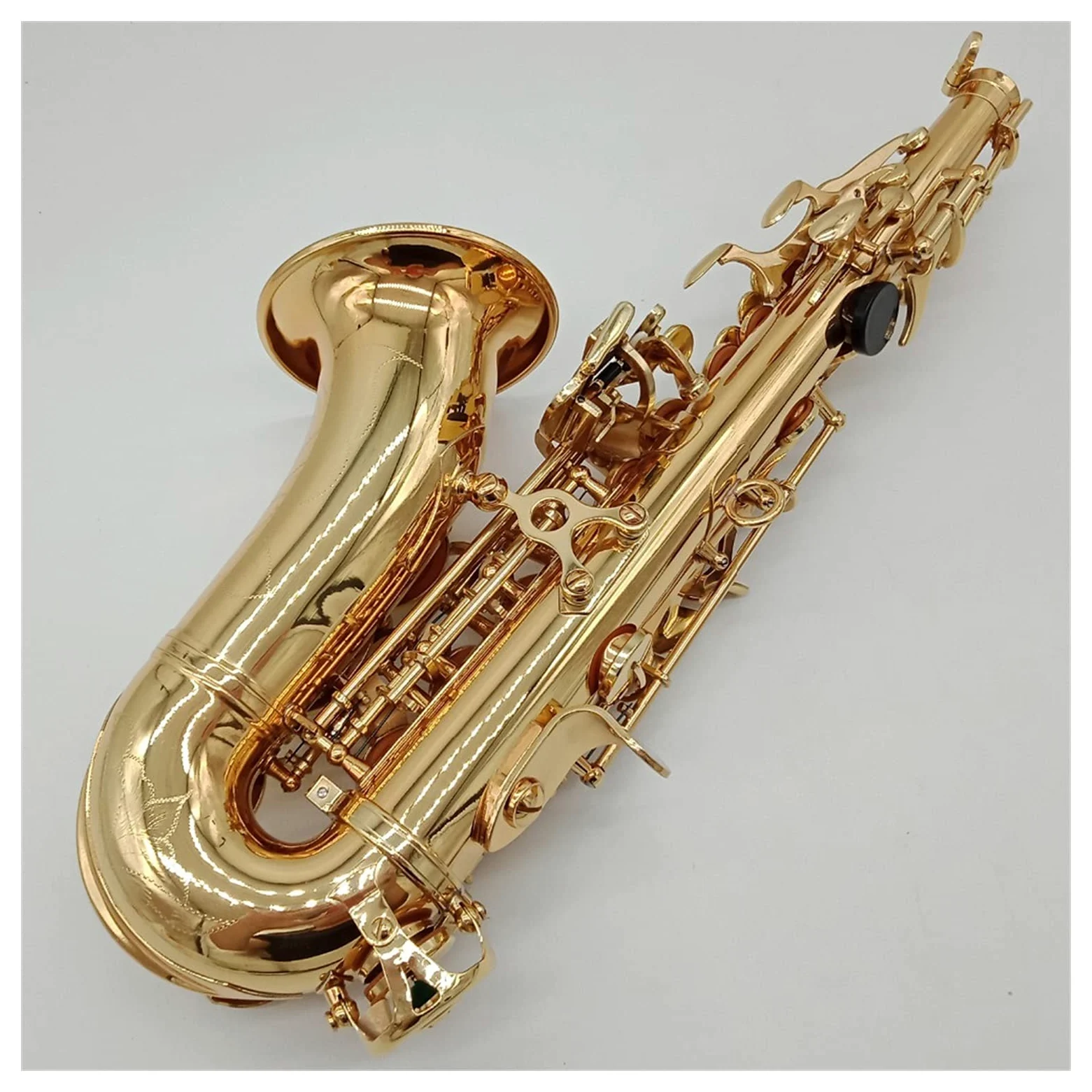 Set di Sassofono Laccato in Oro Curvo Soprano Sax Bocchino Reeds Collo Accessori per Strumenti Musicali Studente di sassofoni