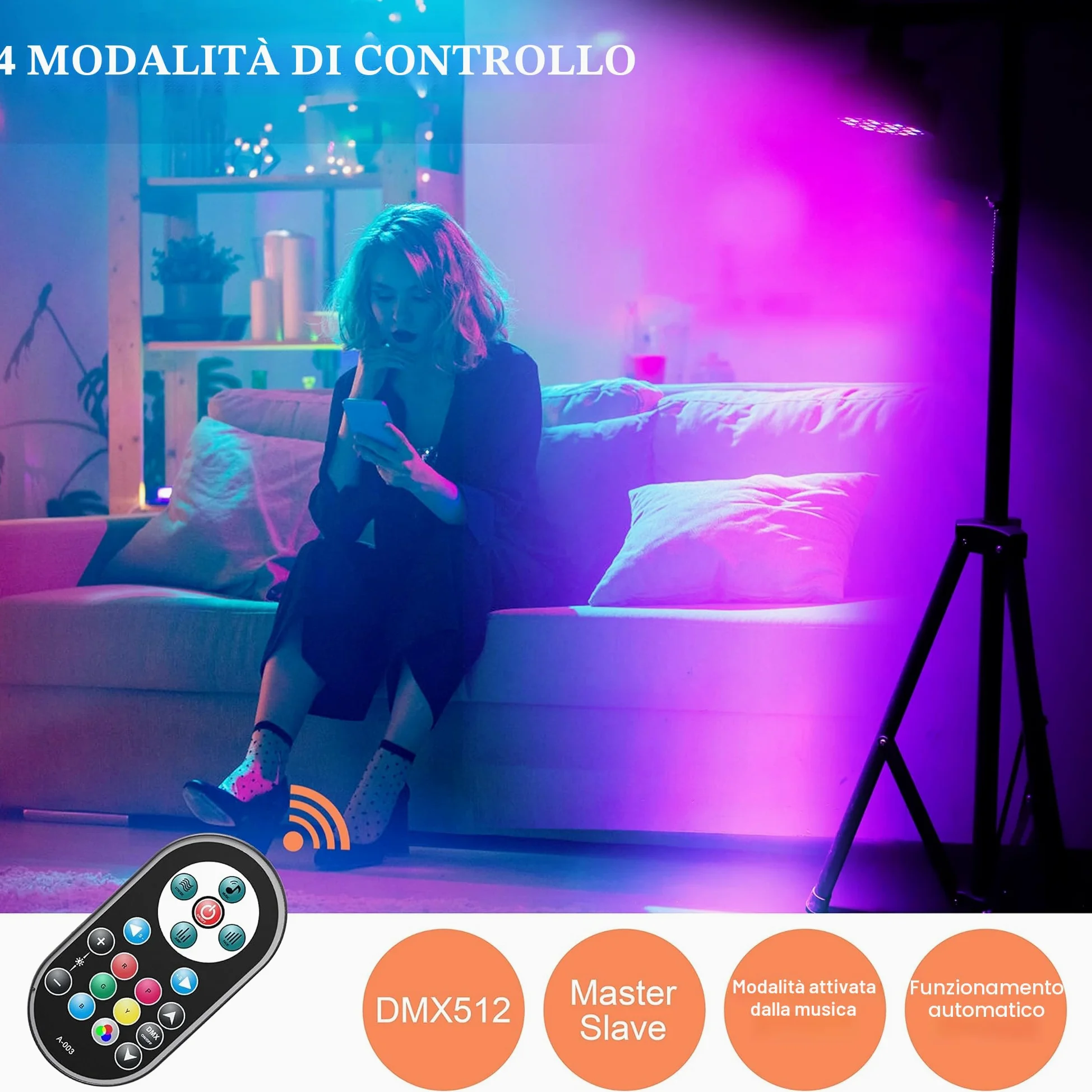 U`King 10PCS Par 36 LED RGB, 72W Luci da Palco con Telecomando e Attivato dal Suono, Discoteca Illuminazione Palco per Feste Bar DJ Discoteca Matrimonio Concerti Halloween Natale