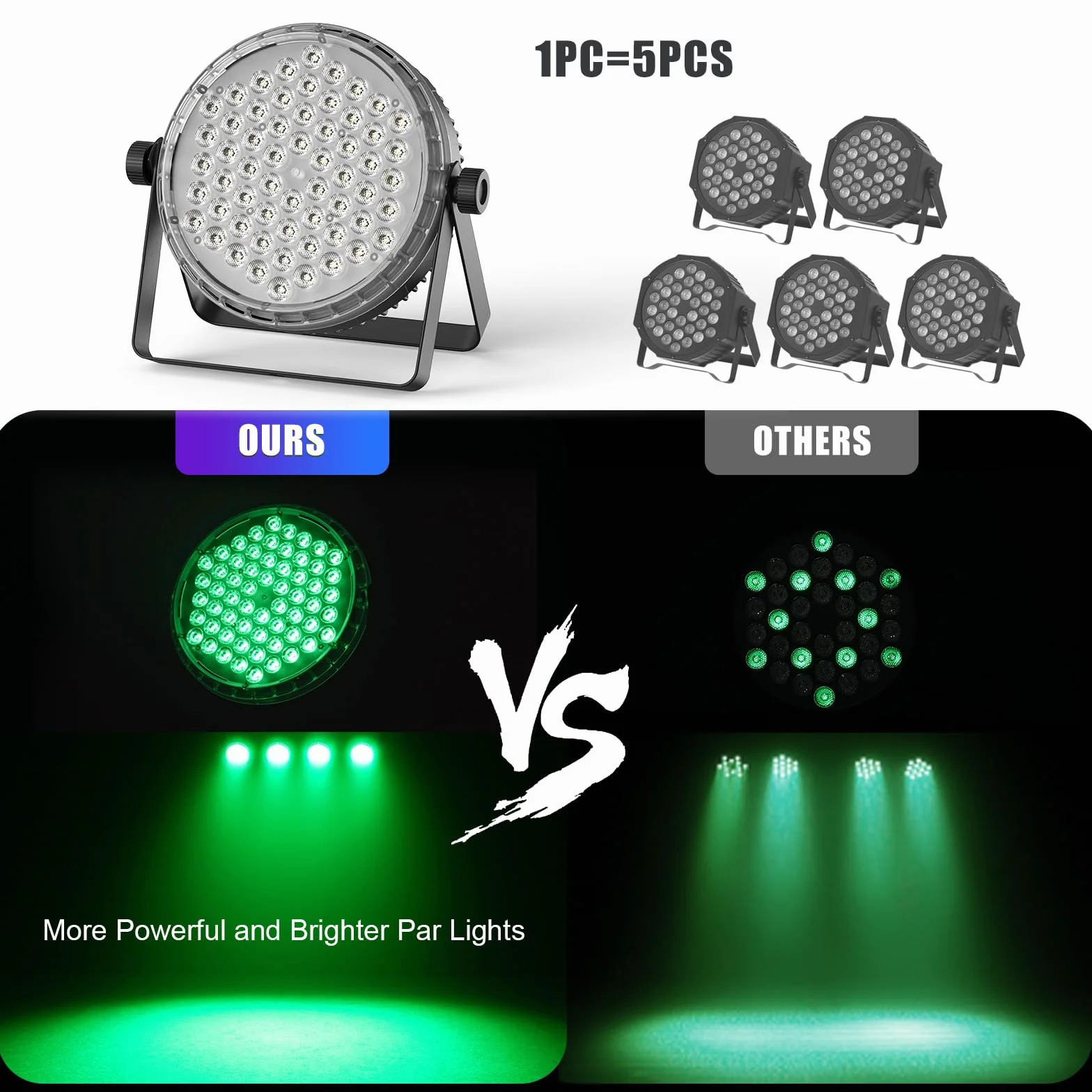 2 pezzi Par LED 120 W, luci da palco led, con telecomando, luci dj professionali RGBW 4 in 1, effetto arcobaleno, 8CH/DMX512/strobo discoteca, per feste, matrimoni, bar, club, decorazione