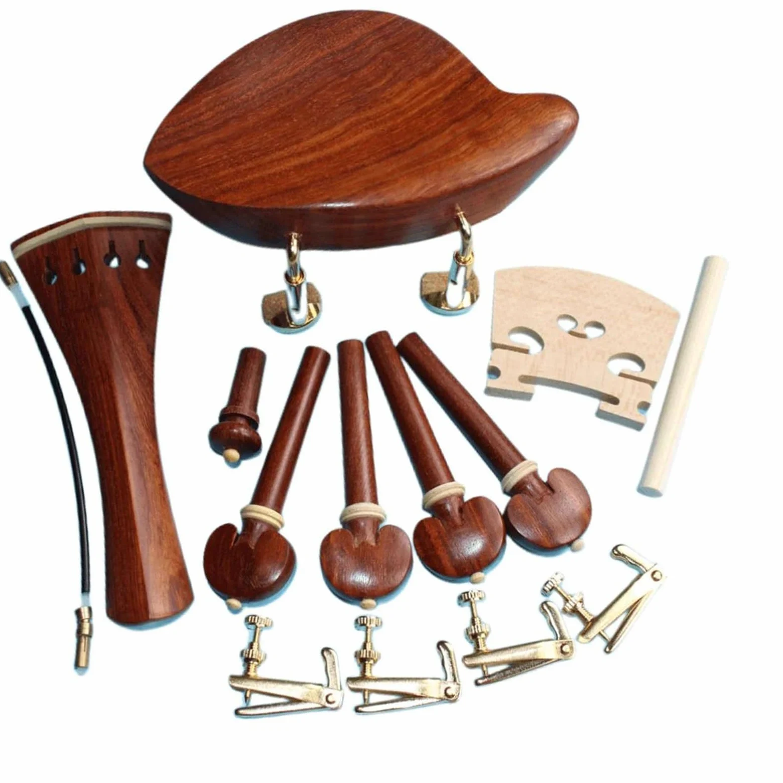 Set di Accessori Violino 1 Set Di Accessori Per Violino 4/4 In Palissandro Ponte Mentoniera Puntale Accordatore Budello Di Coda