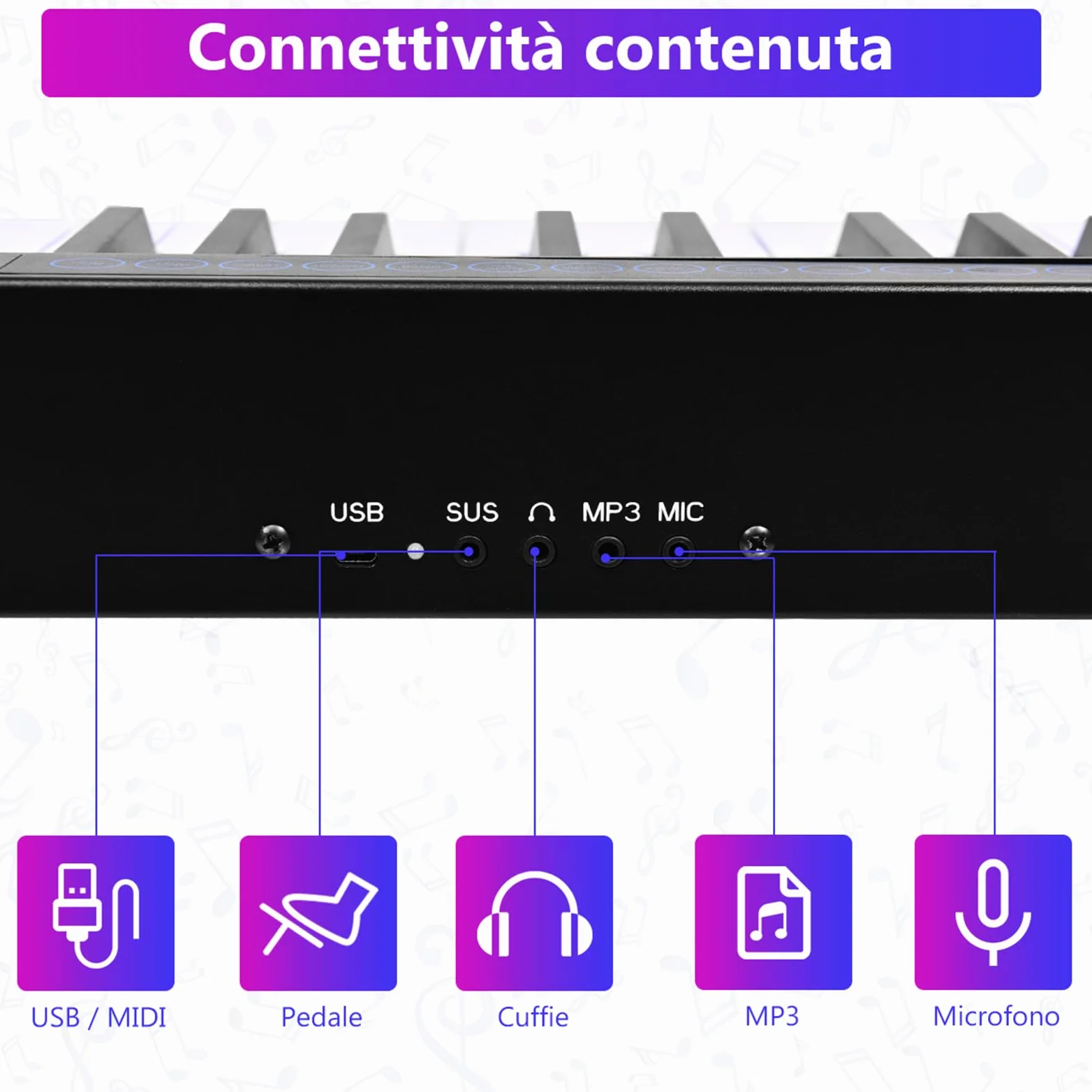 COSTWAY Tastiera Musicale 88 Tasti, Pianoforte Digitale Portatile con Custodia, Pianola con 128 Ritmi e Toni, Pedale Sustain, MIDI, USB e Funzione di APP Bluetooth (Nero)