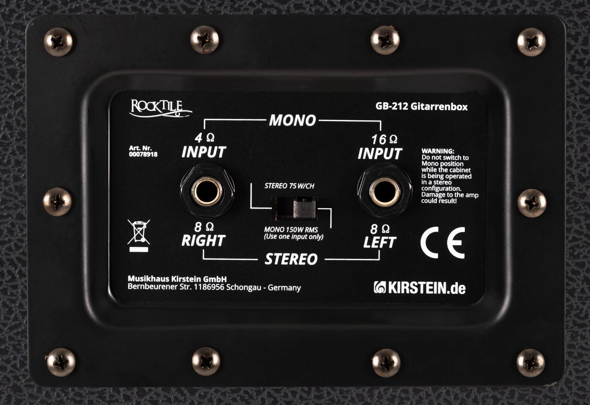 Rocktile GB212 Cassa per Chitarra - Cabinet per testate chitarra elettrica - 2x 12" speaker - Impedenza: 4, 8 o 16 Ohm - Potenza: 75 Watt Mono / 150 Watt Stereo - Ruote staccabili - Nero