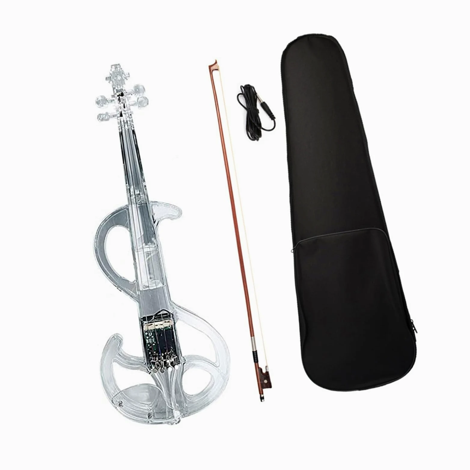 Violino Elettronico Luminoso Con Custodia Per Archetto 4/4 Strumento Musicale Violino(Green)