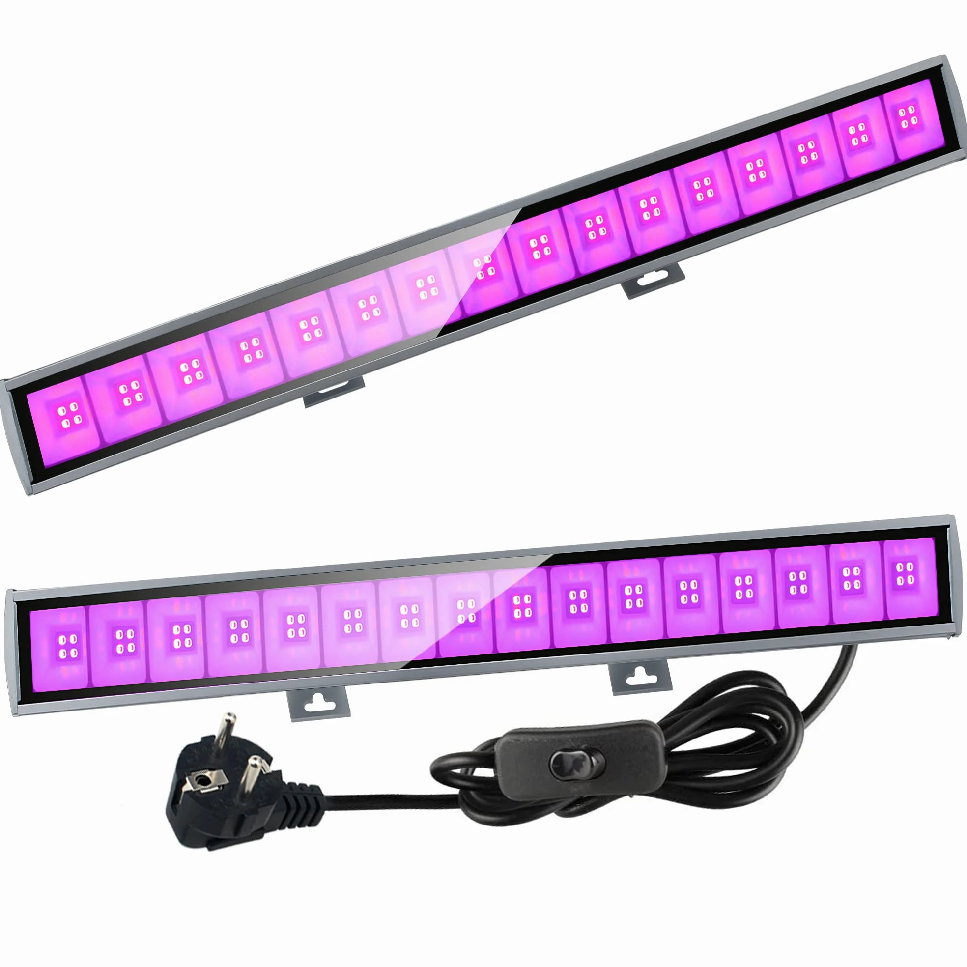Eleganted 2 Pezzi 36W LED Luce Nera,385-400nm UV Luce Barra a LED Faretto IP66 Lampada Ultravioletta con 1,5m Spina,Proiettore UV con ON/OFF per DJ Discoteca Bar Festa Matrimonio Compleanni Concerti