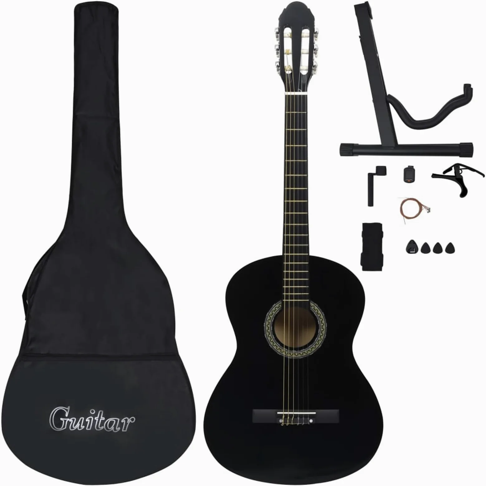 Set Chitarra Classica per Principianti 12 pz Nera 4/4 39",Arte e Svago,Hobby e Arti Creative,Strumenti Musicali,Strumenti a Corda,Chitarre-70111