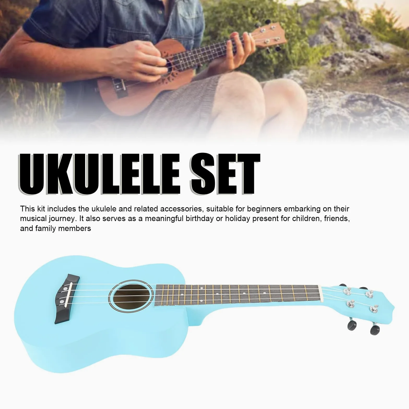 Ukulele Starter Kit, Professionista Ukulele per Principianti per Adulti, Basswood in Mogano Soprano da 24 Pollici UKELELE