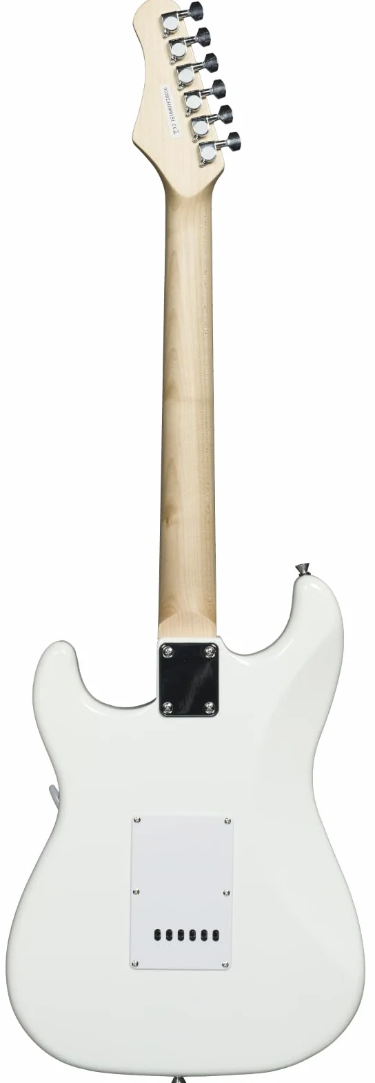 Woodbrass ST100 Chitarra elettrica, bianca - Chitarra versatile ideale per principianti - Corpo in forma ST - Tastiera in tiglio americano - Stile rock, pop, funk, country, hard, metal