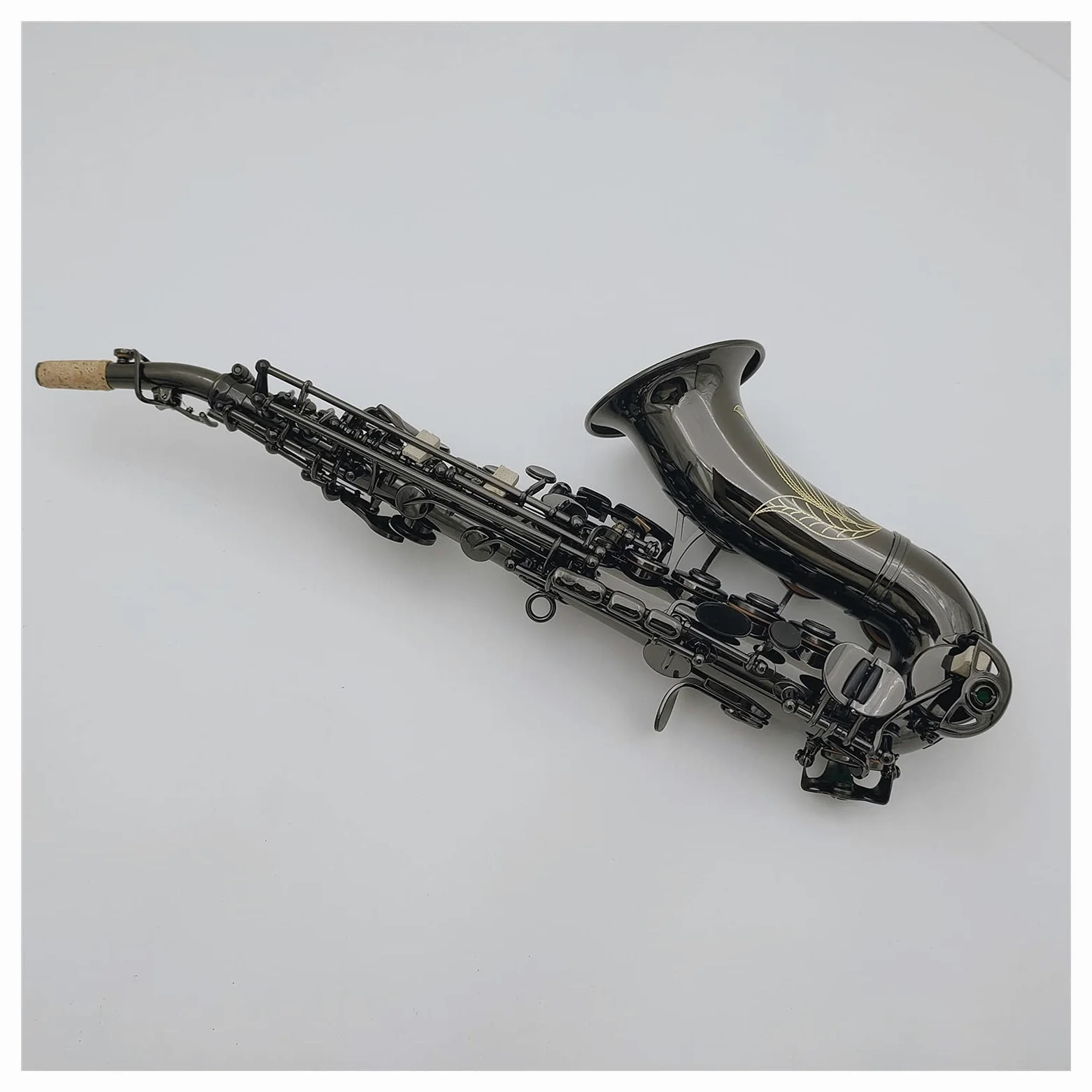Sax Principianti Kit Soltanto Un Sassofono Soprano Curvo B Nero Piatto Nero Strumento Musicale Professionale con Custodia Strumento a fiato (Color : Army Green)