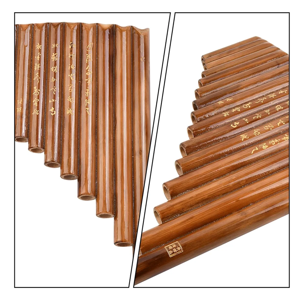 Pan Flauto in Bambù G 15 Tubi Marrone Asta Pulizia | 1 Pezzo, Suono Chiaro e Melodioso, Design Pratico, Adatto a Principianti e Uso Scolastico Colore Casuale Stile Casuale